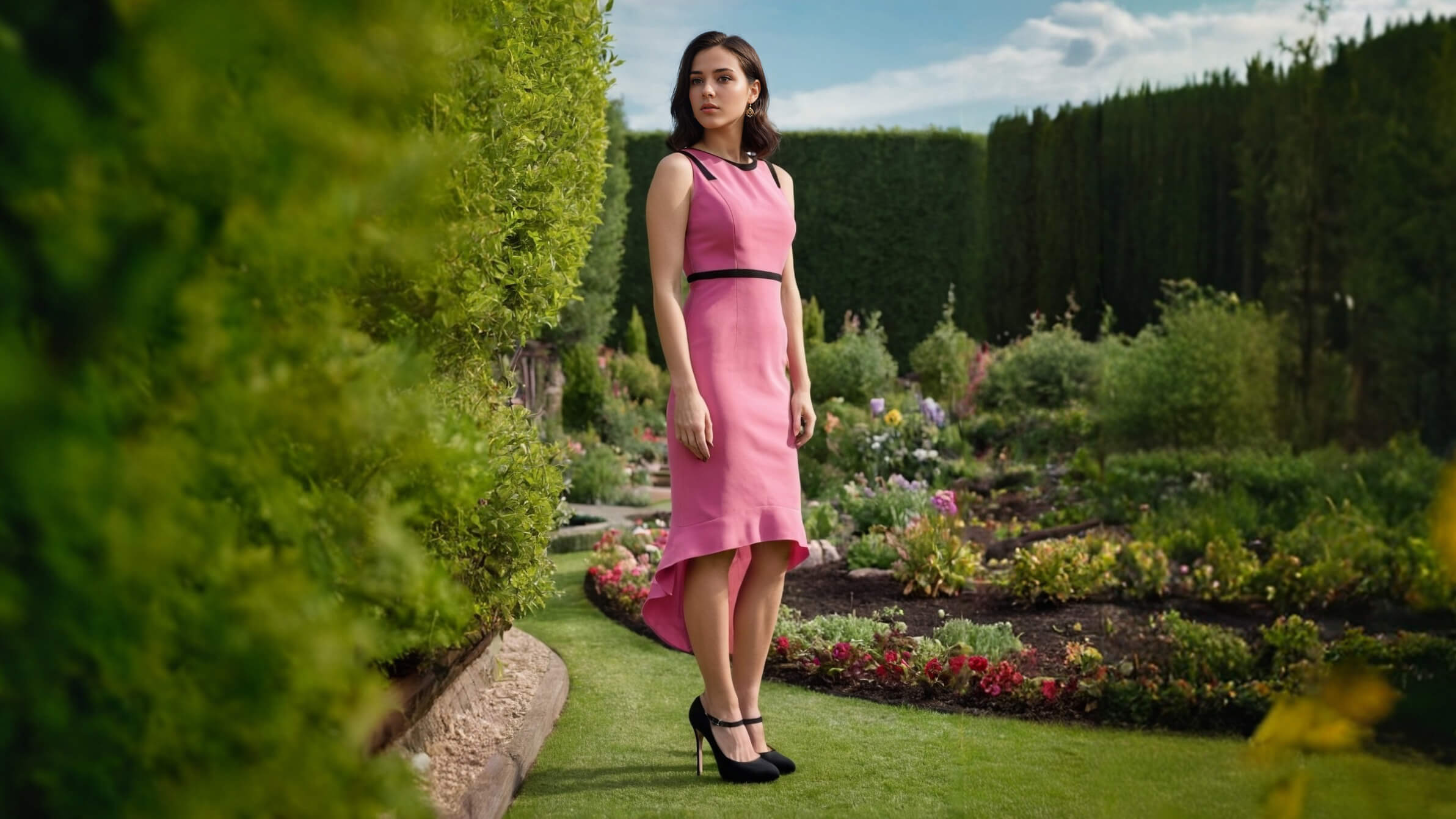 pink and black dresses