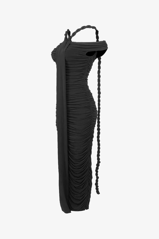 Black Bardot Bodycon Maxi Dress