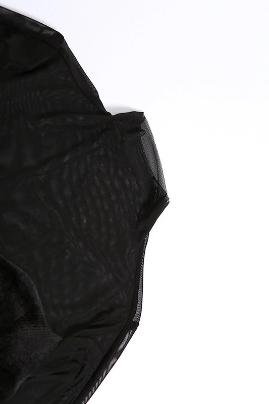 Black Bandage Mesh Long Sleeve Mini Dress