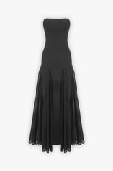 Black A-Line Strapless Bandage Maxi Dress White / 2