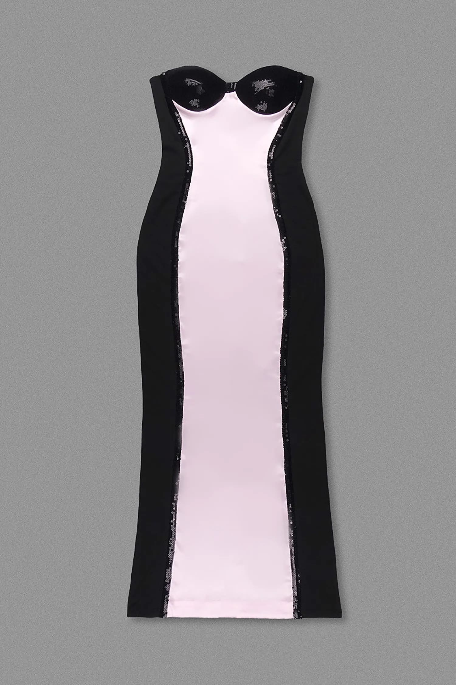 Black And Pink Sequin Maxi Dress