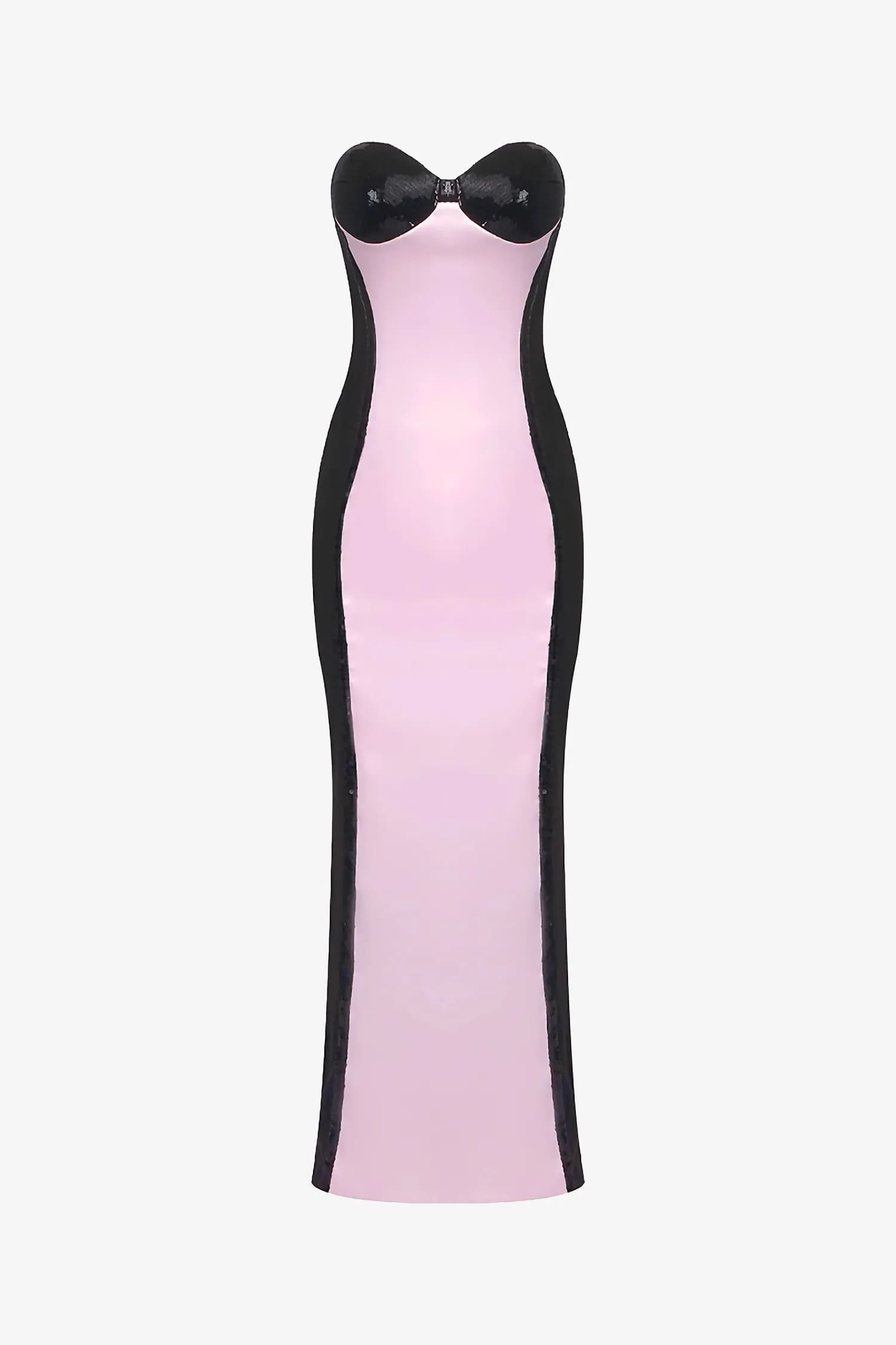 Black And Pink Sequin Maxi Dress / Xs