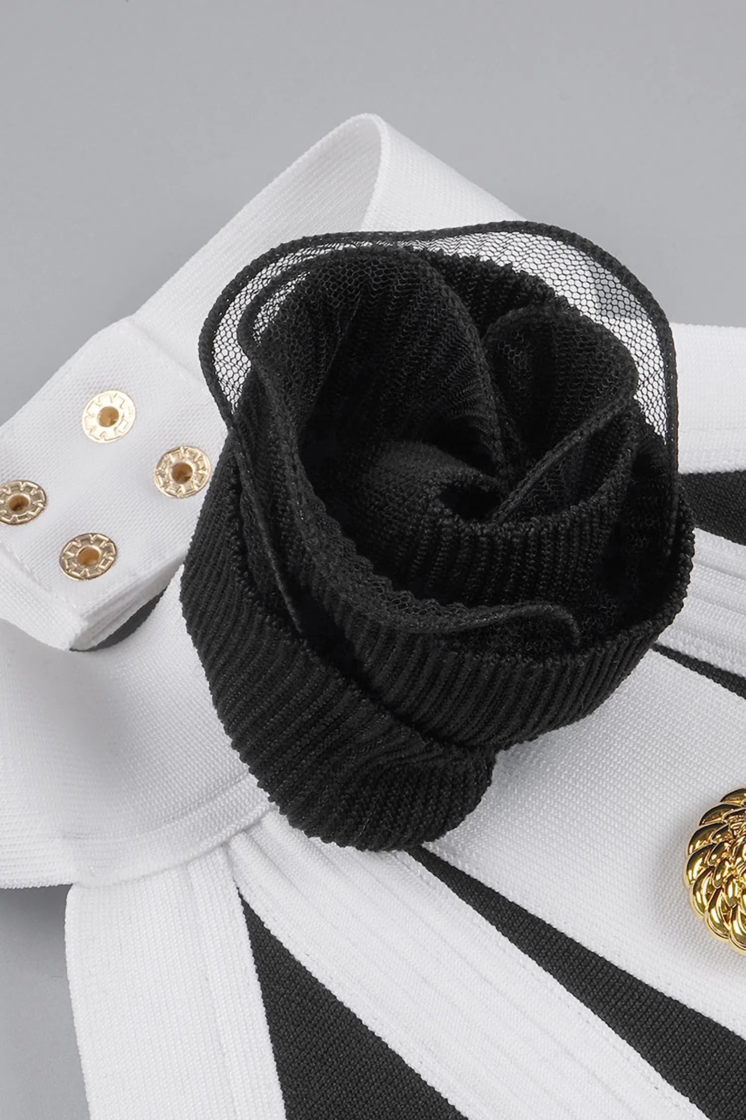 Black And White Halter Skater Dress