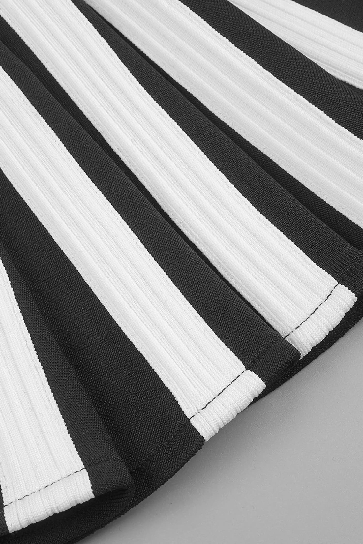 Black And White Halter Skater Dress