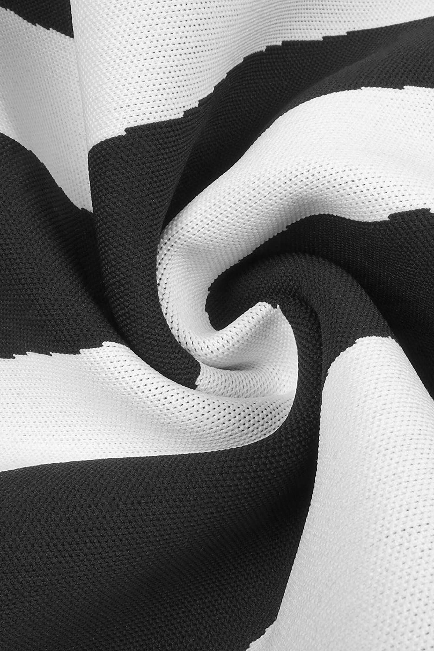 Black And White One Shoulder Striped Maxi Dress