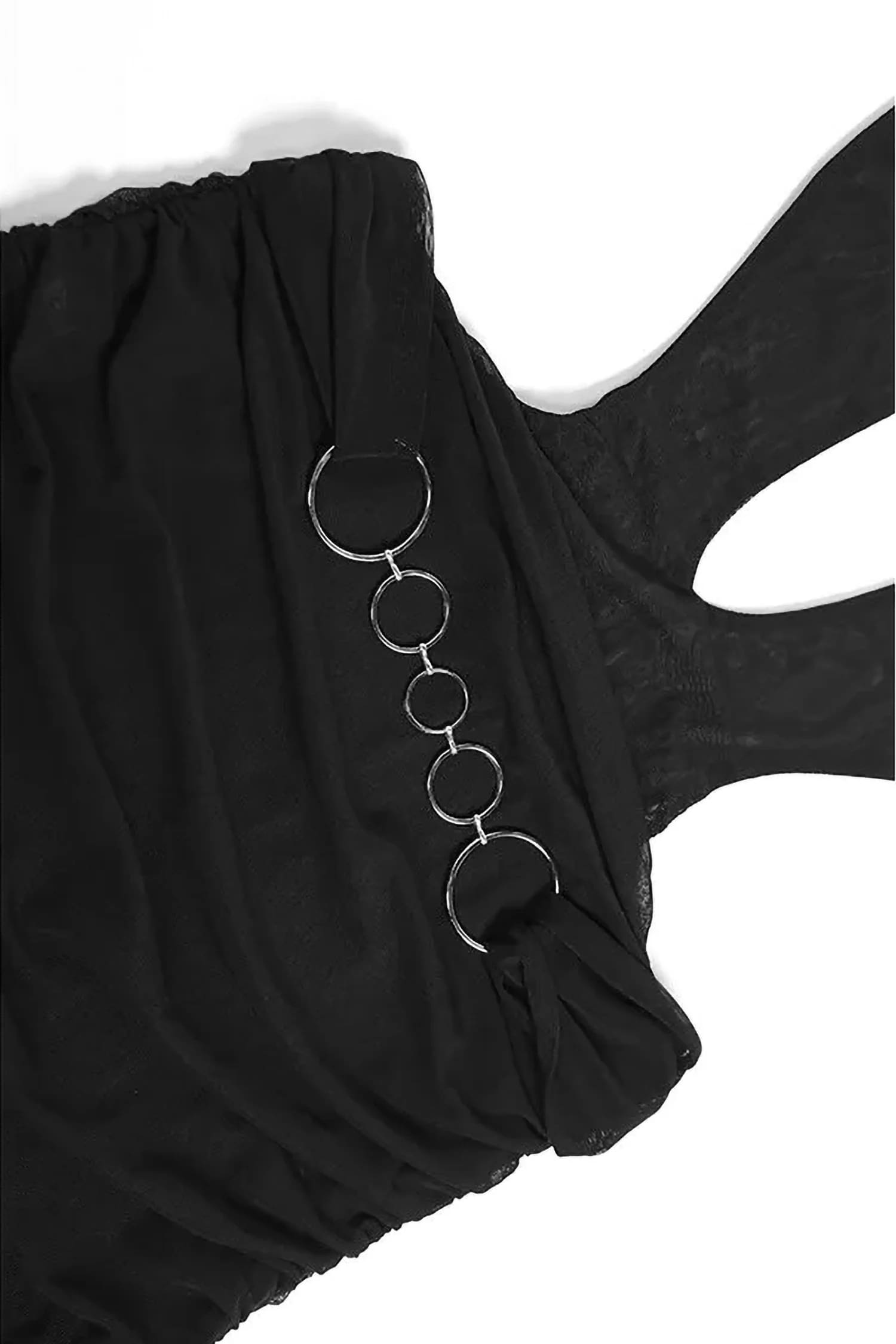 Black Backless Ruffle Mini Dress