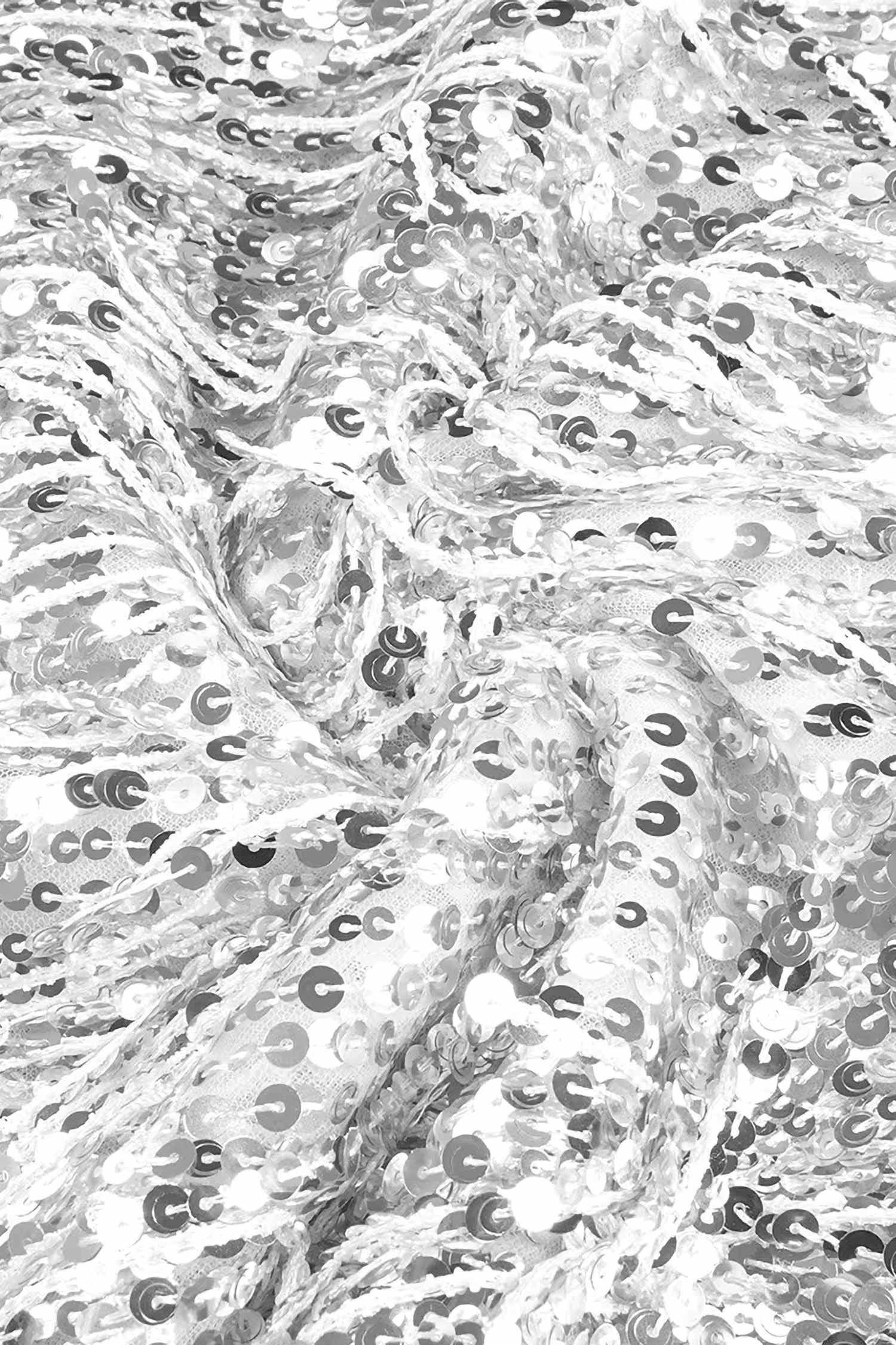 Black Mesh Corset And Silver Sequin Skirt Two Piece Dress Dress