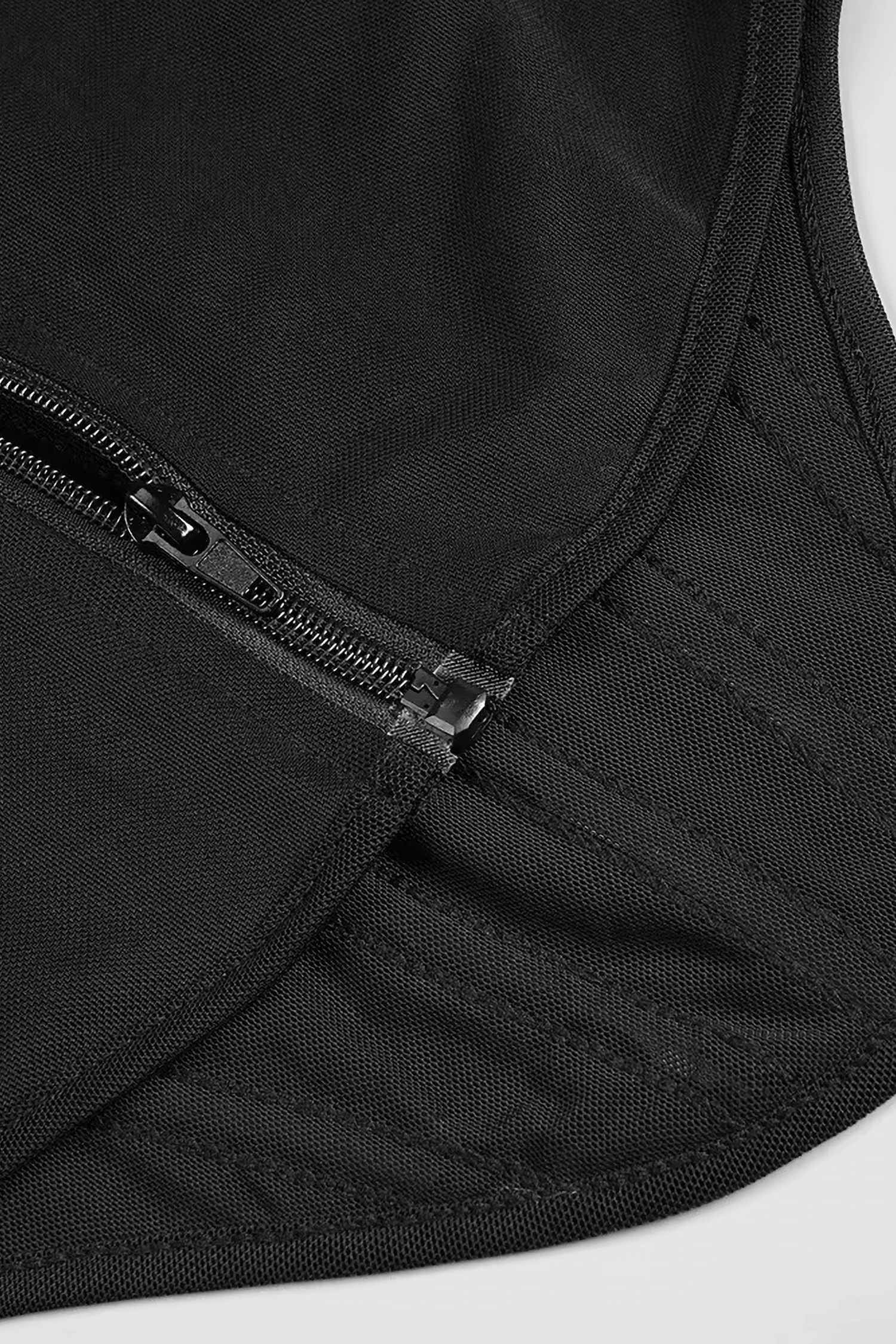 Black Mesh Corset And Silver Sequin Skirt Two Piece Dress Dress