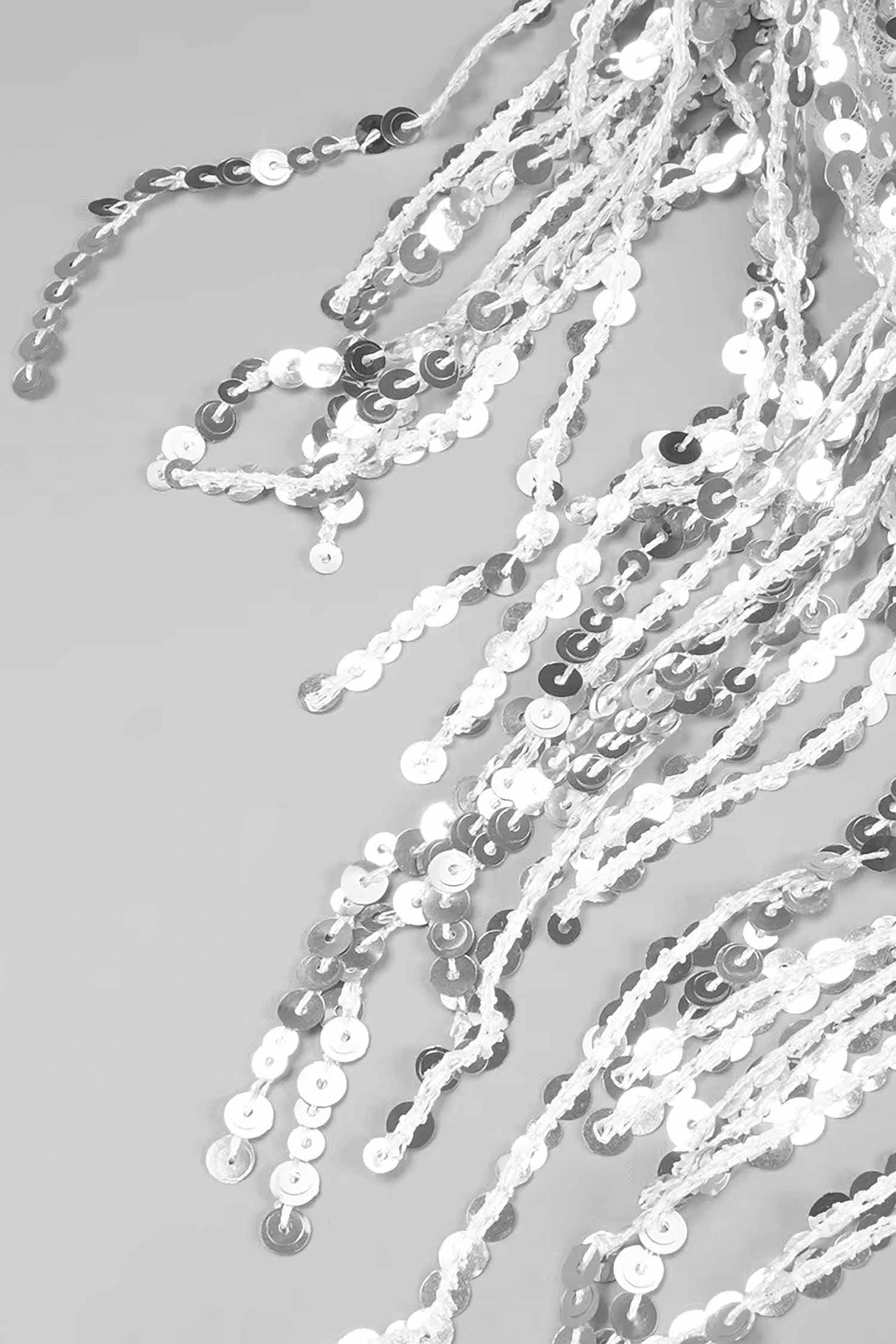 Black Mesh Corset And Silver Sequin Skirt Two Piece Dress Dress