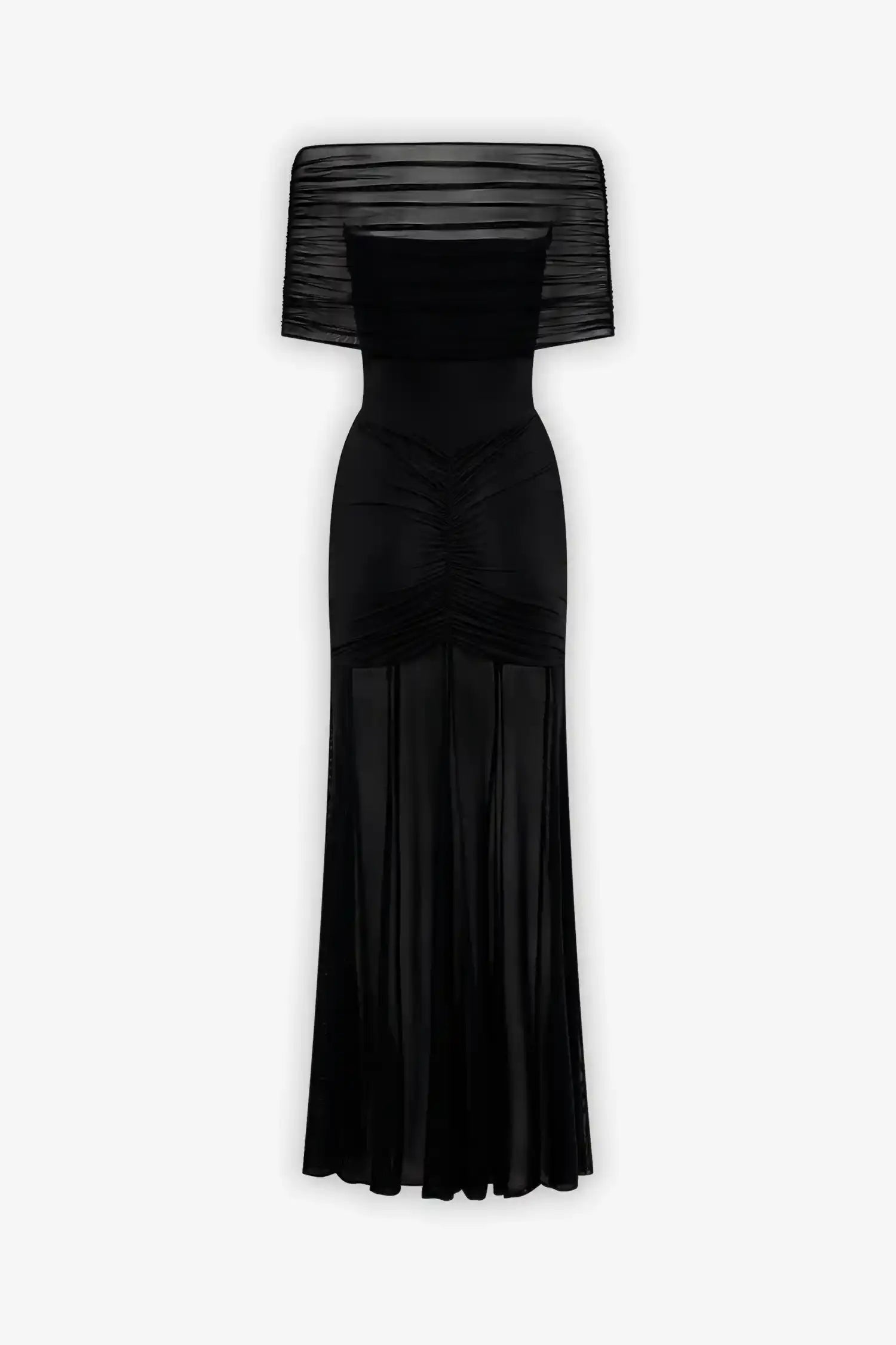 Black Off The Shoulder Mesh Maxi Dress Dress