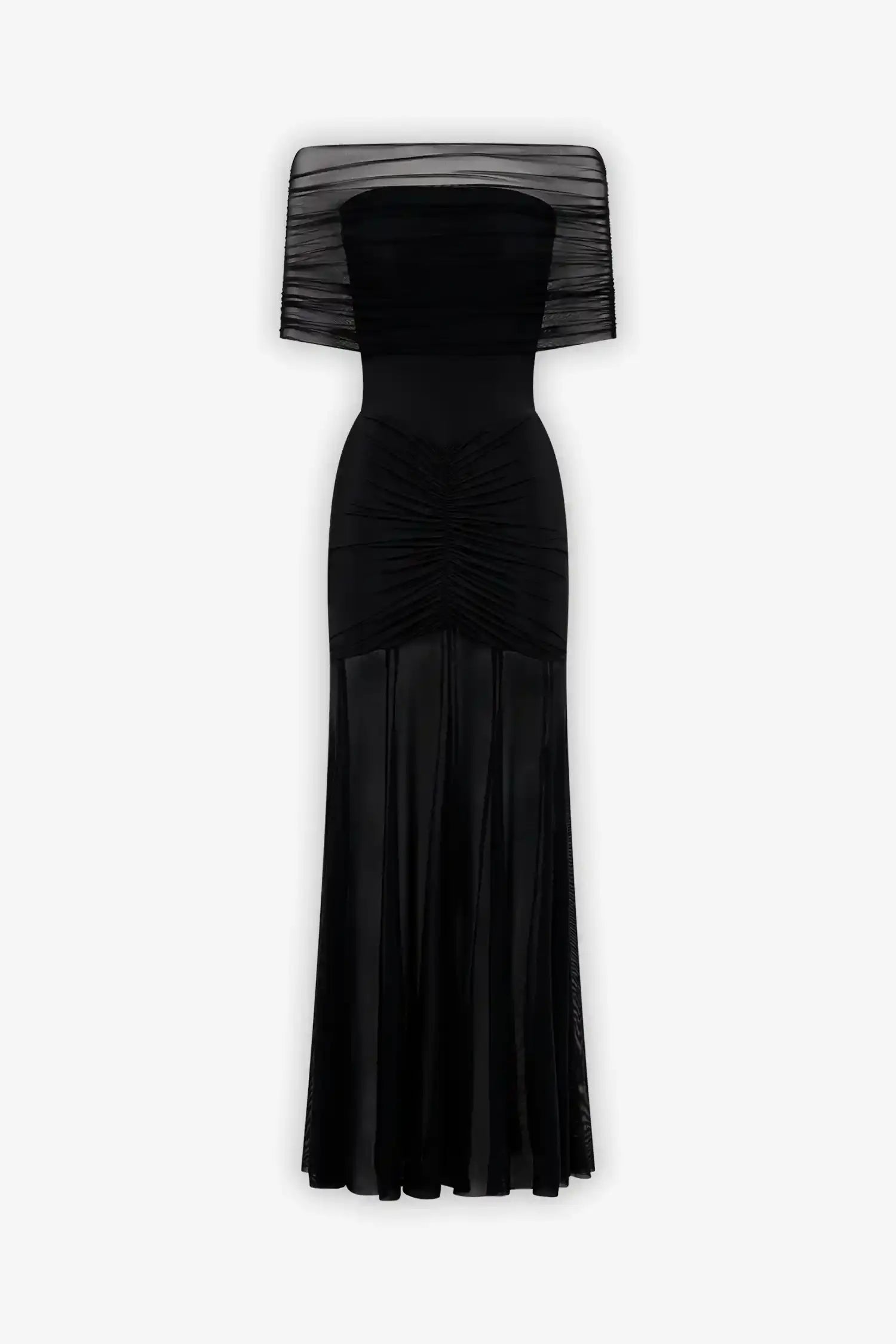 Black Off The Shoulder Mesh Maxi Dress Dress