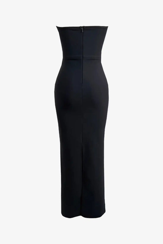 Black Rhinestone Corset Maxi Dress Dress