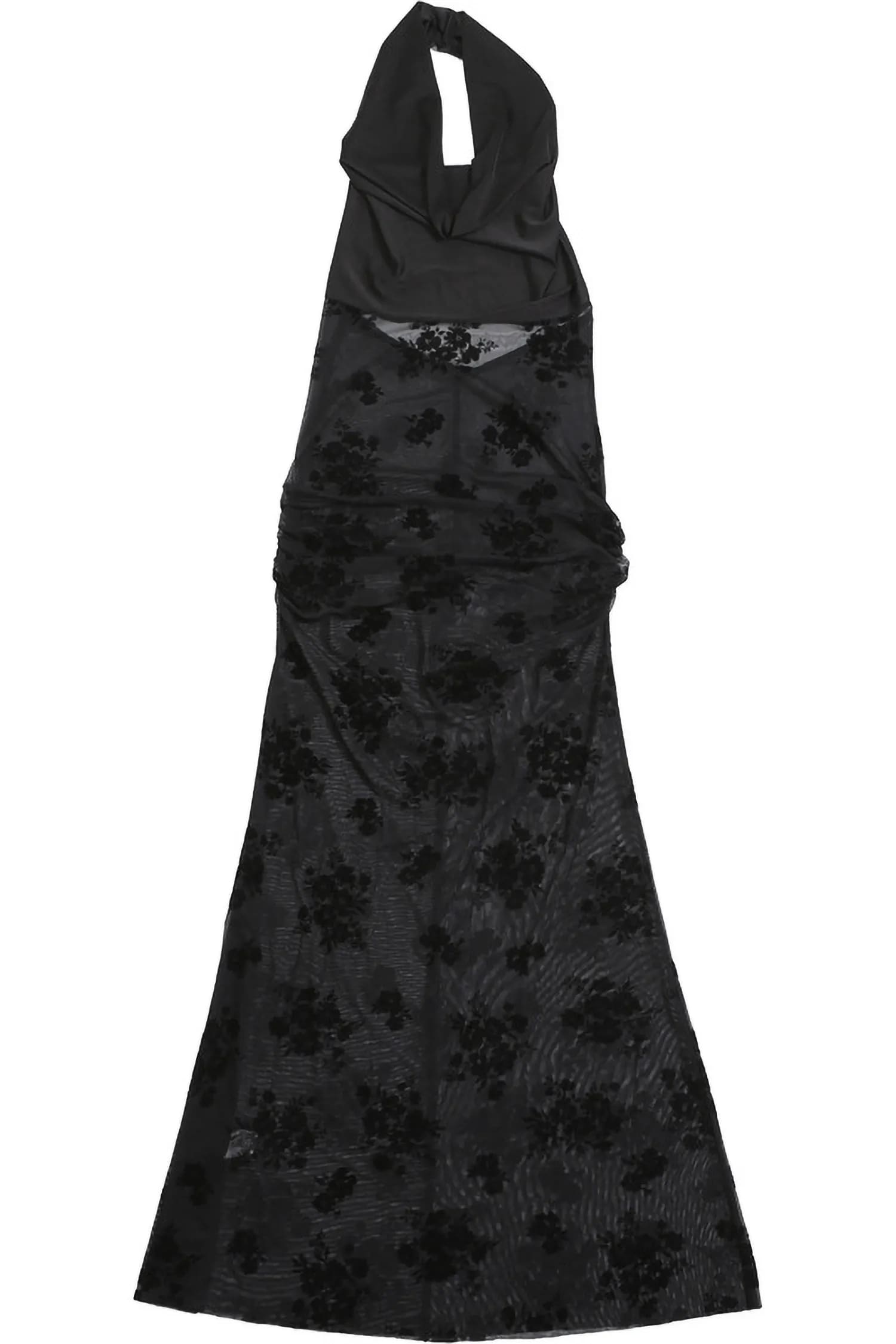 Black Sheer Cowl Neck Maxi Dress