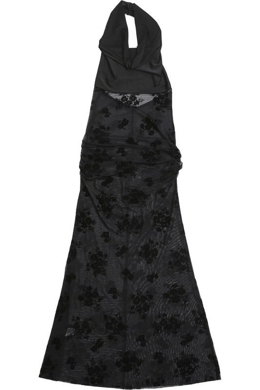 Black Sheer Cowl Neck Maxi Dress