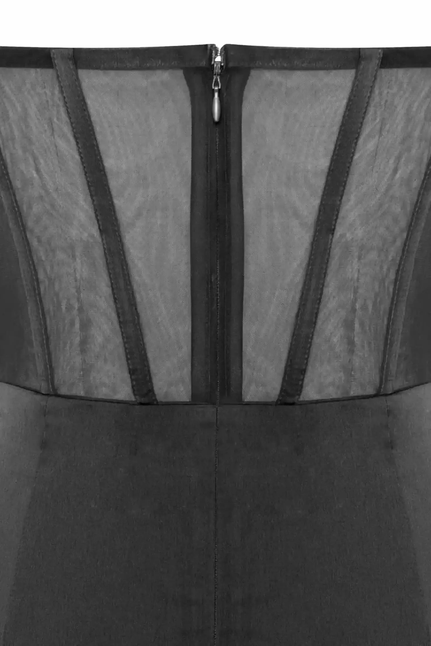 Black Strapless Corset Ruffle Maxi Dress Dress