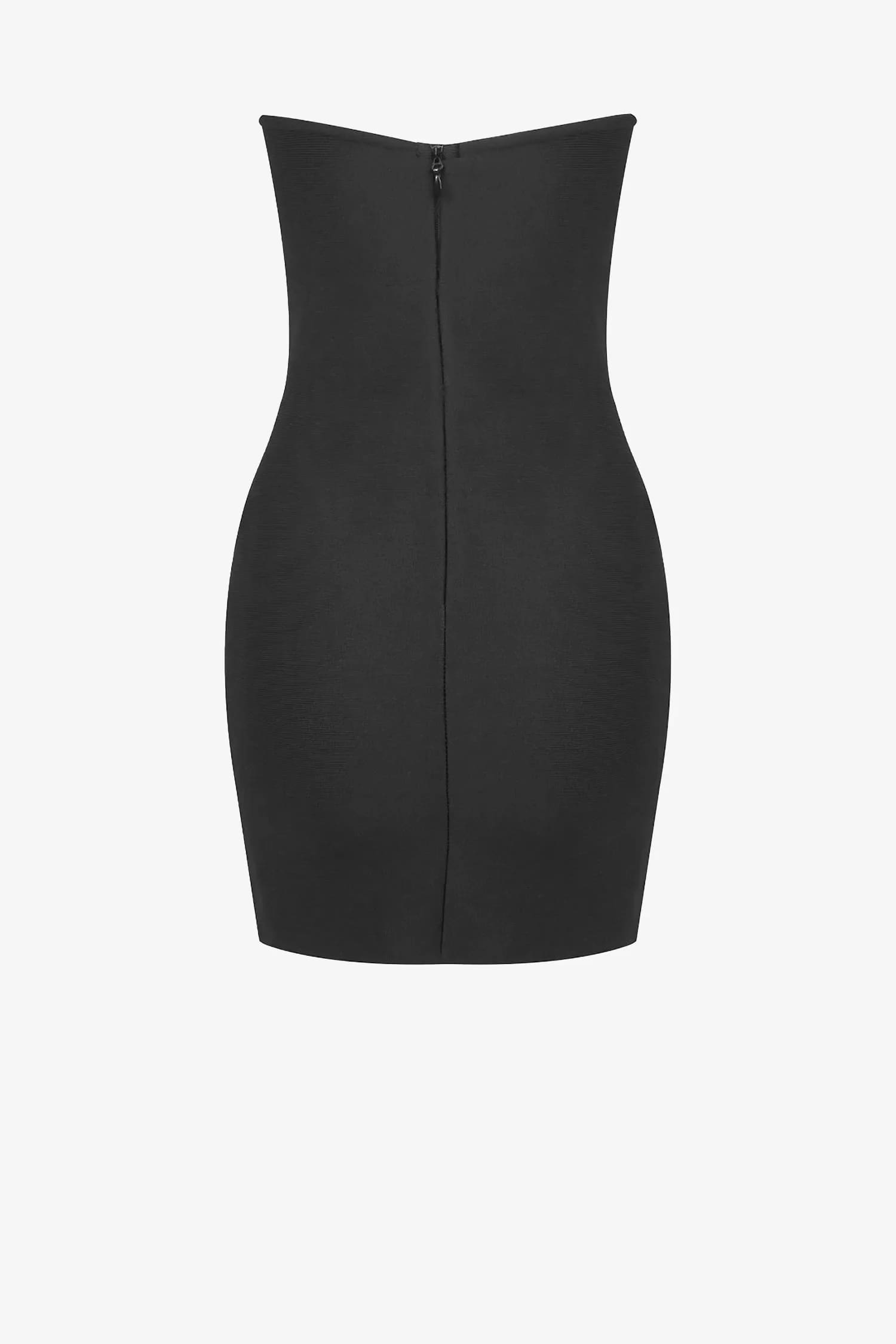 Black Strapless Scalloped Mini Dress