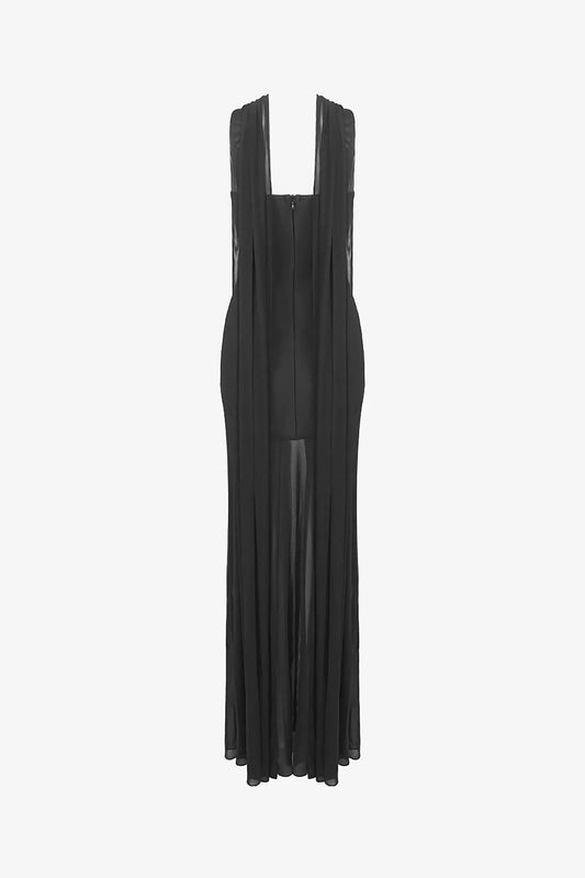 Black Strapless Sheer Skirt Bustier Mermaid Dress