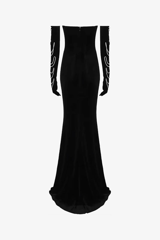 Black Velvet Strapless Corset Mermaid Dress