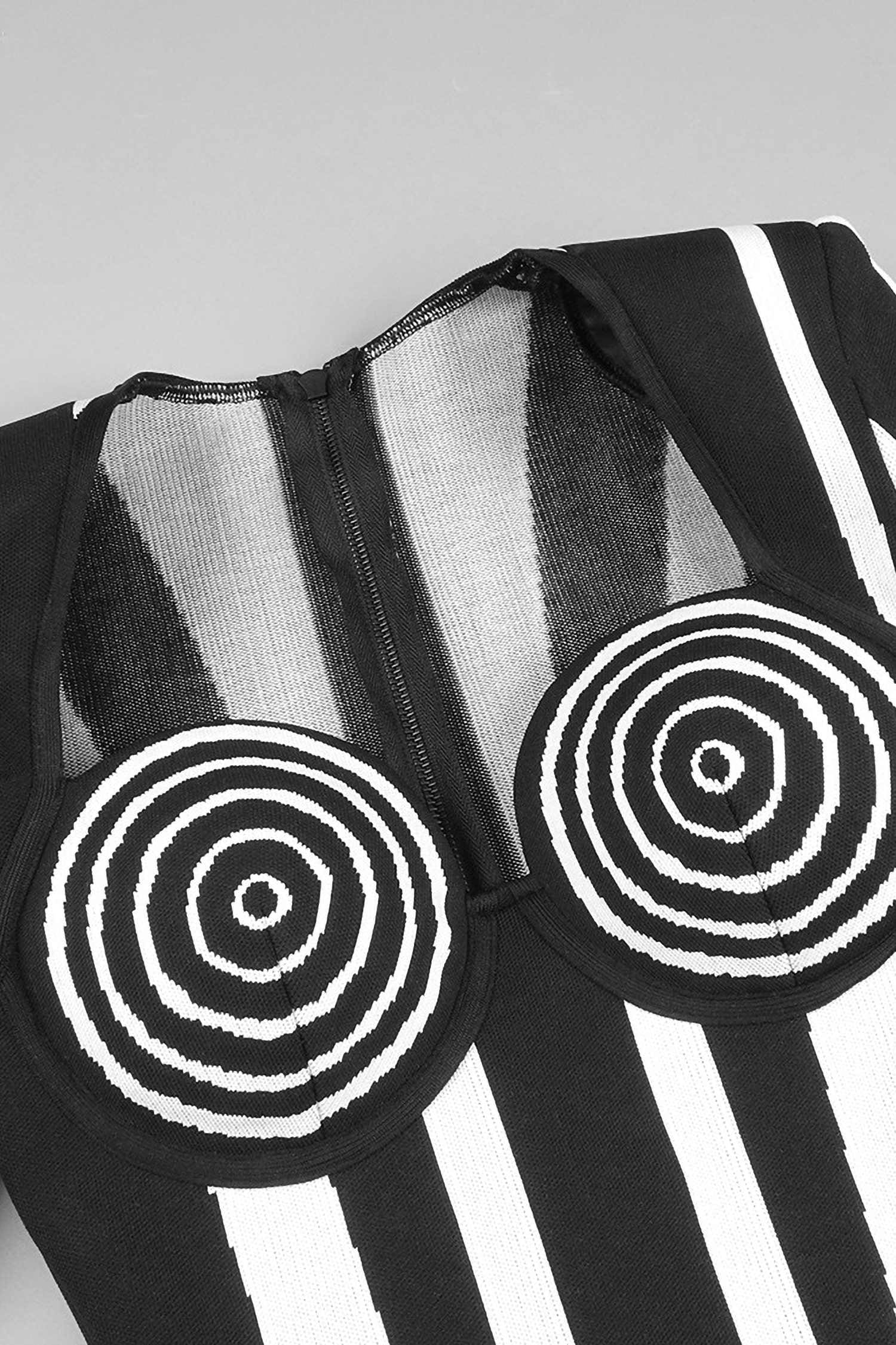 Black & White Striped Long Sleeve Knit Mini Dress