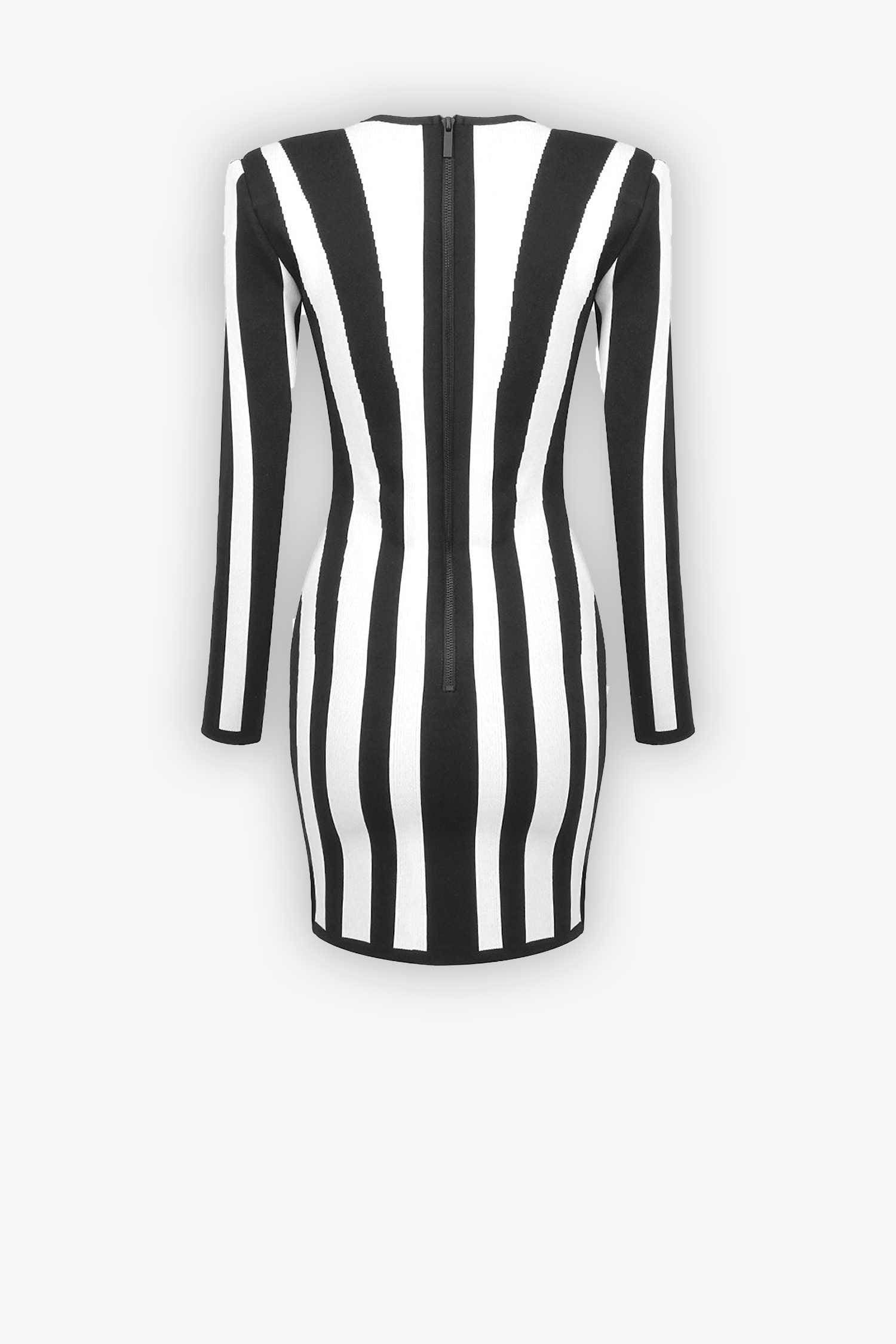 Black & White Striped Long Sleeve Knit Mini Dress