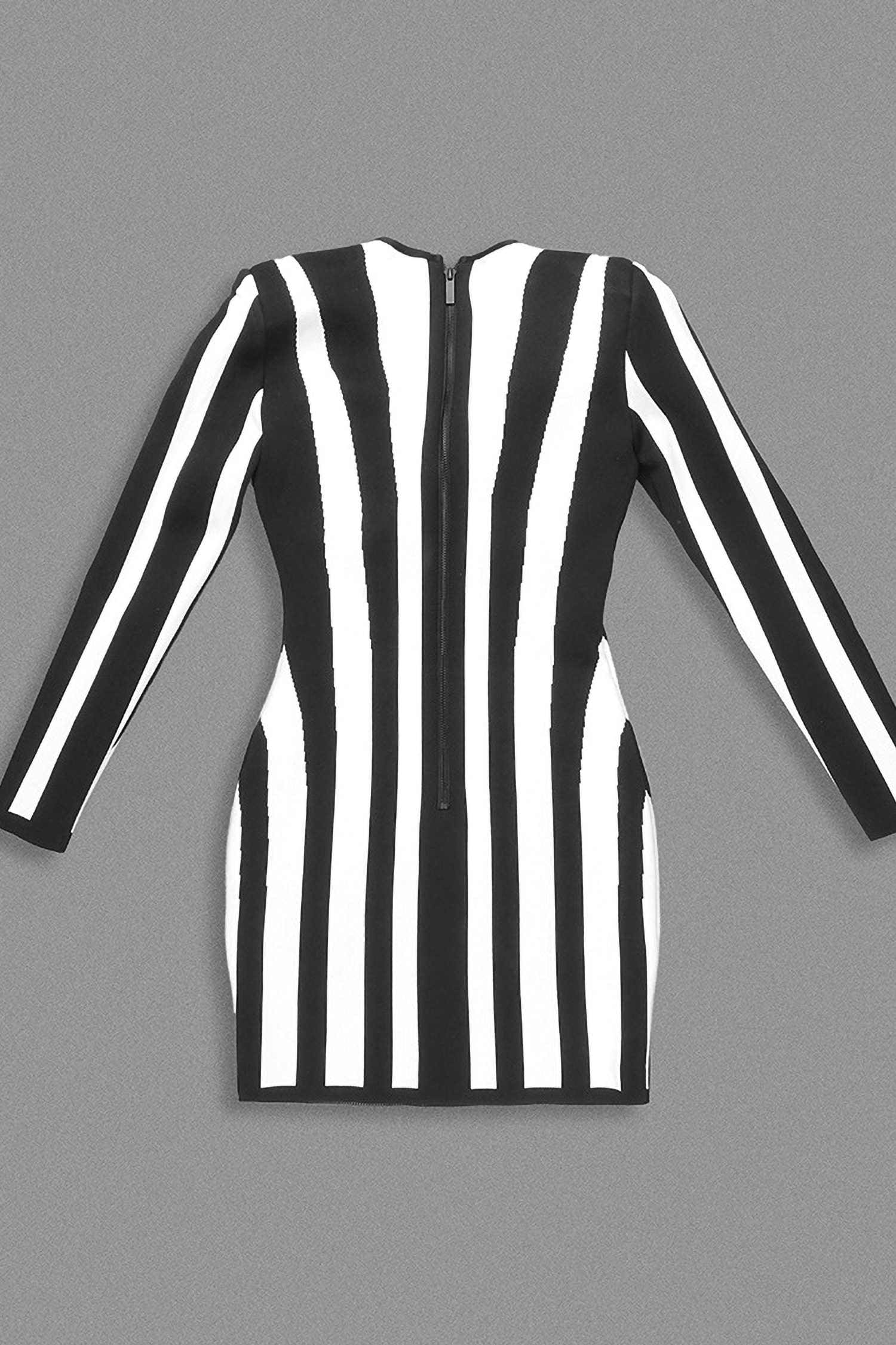 Black & White Striped Long Sleeve Knit Mini Dress