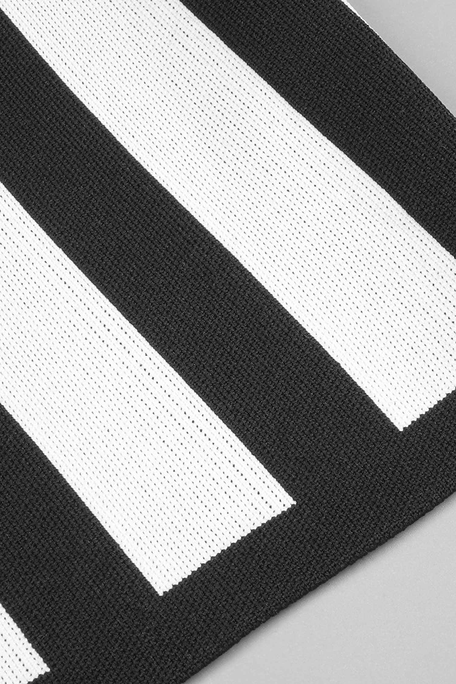 Black & White Striped Long Sleeve Knit Mini Dress