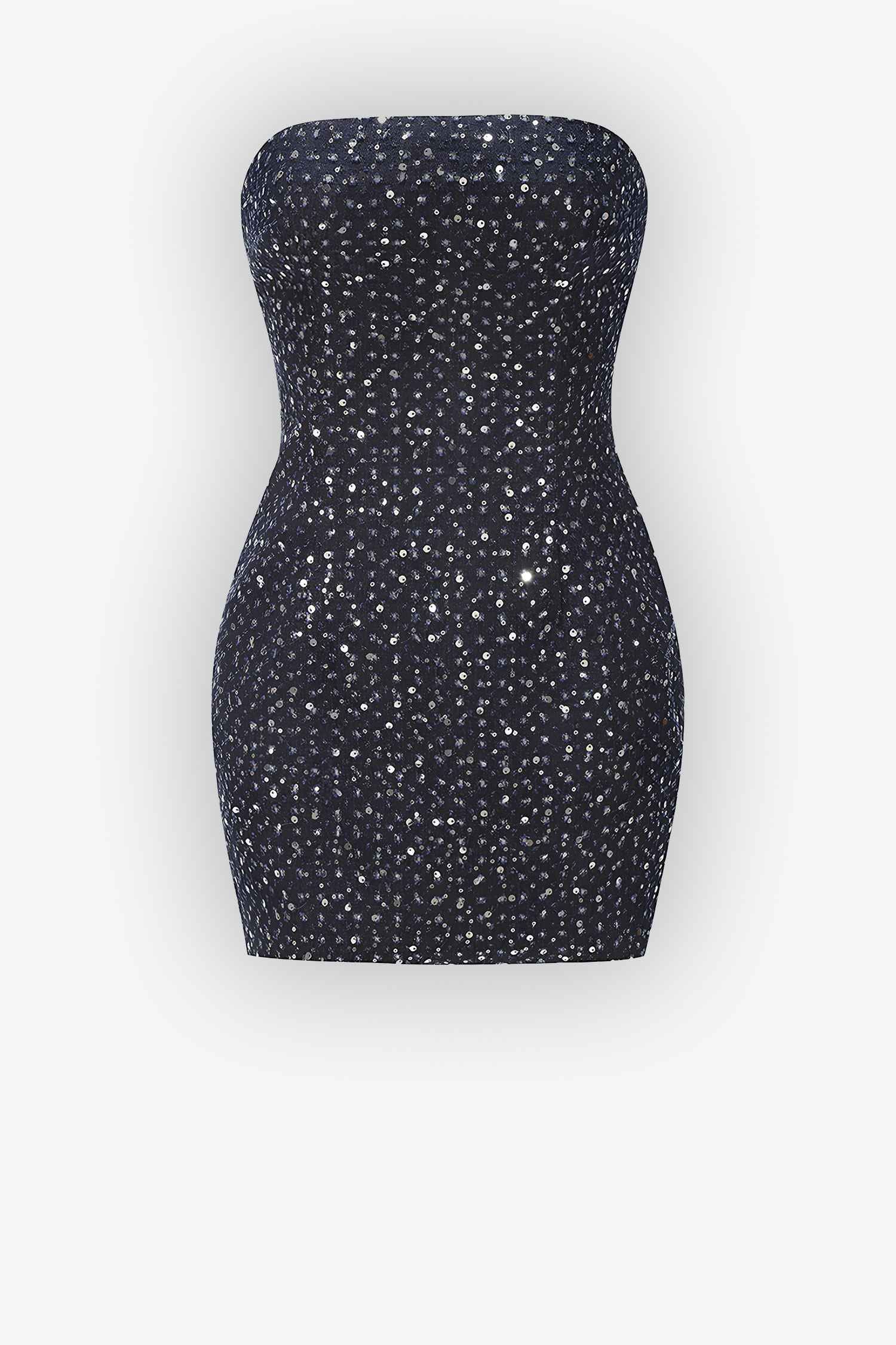 Blue Denim Sequin Strapless Mini Dress Dress