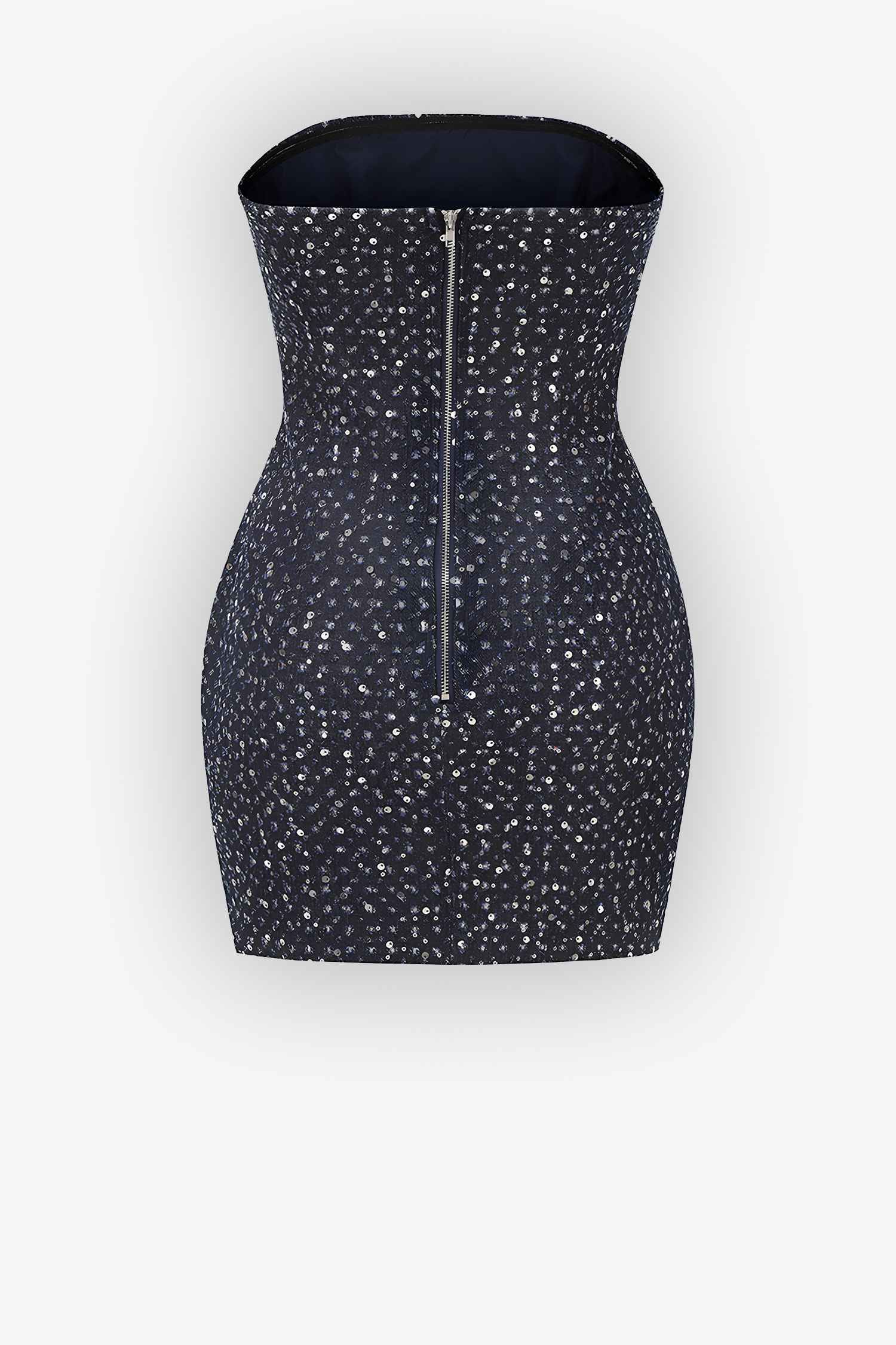 Blue Denim Sequin Strapless Mini Dress Dress