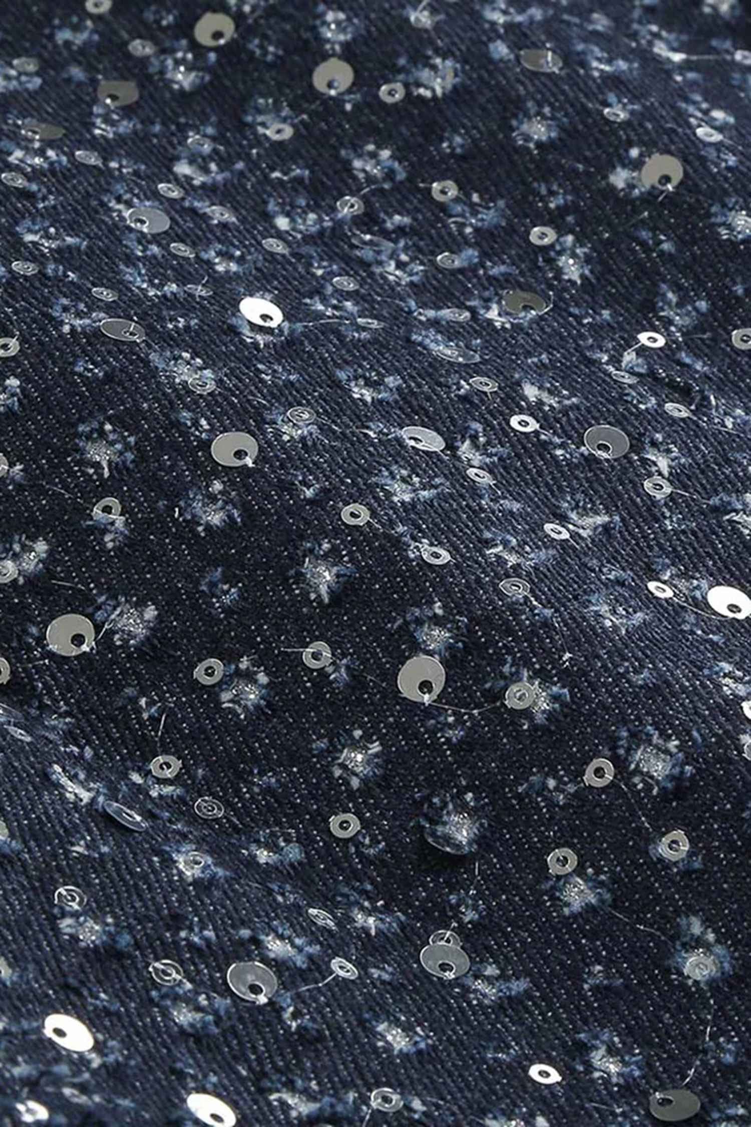 Blue Denim Sequin Strapless Mini Dress Dress