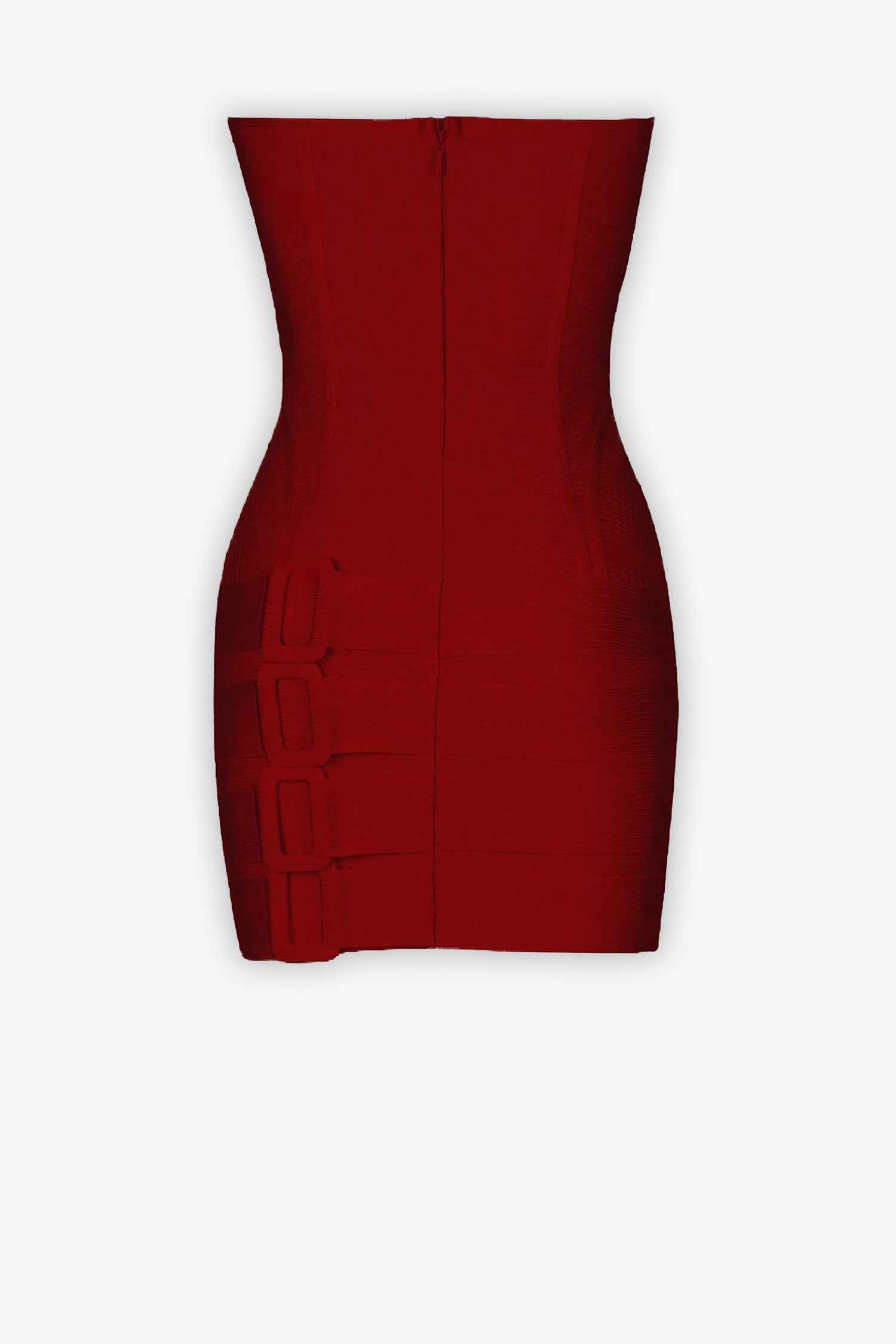 Burgundy Lace-up Bustier Mini Dress Dress