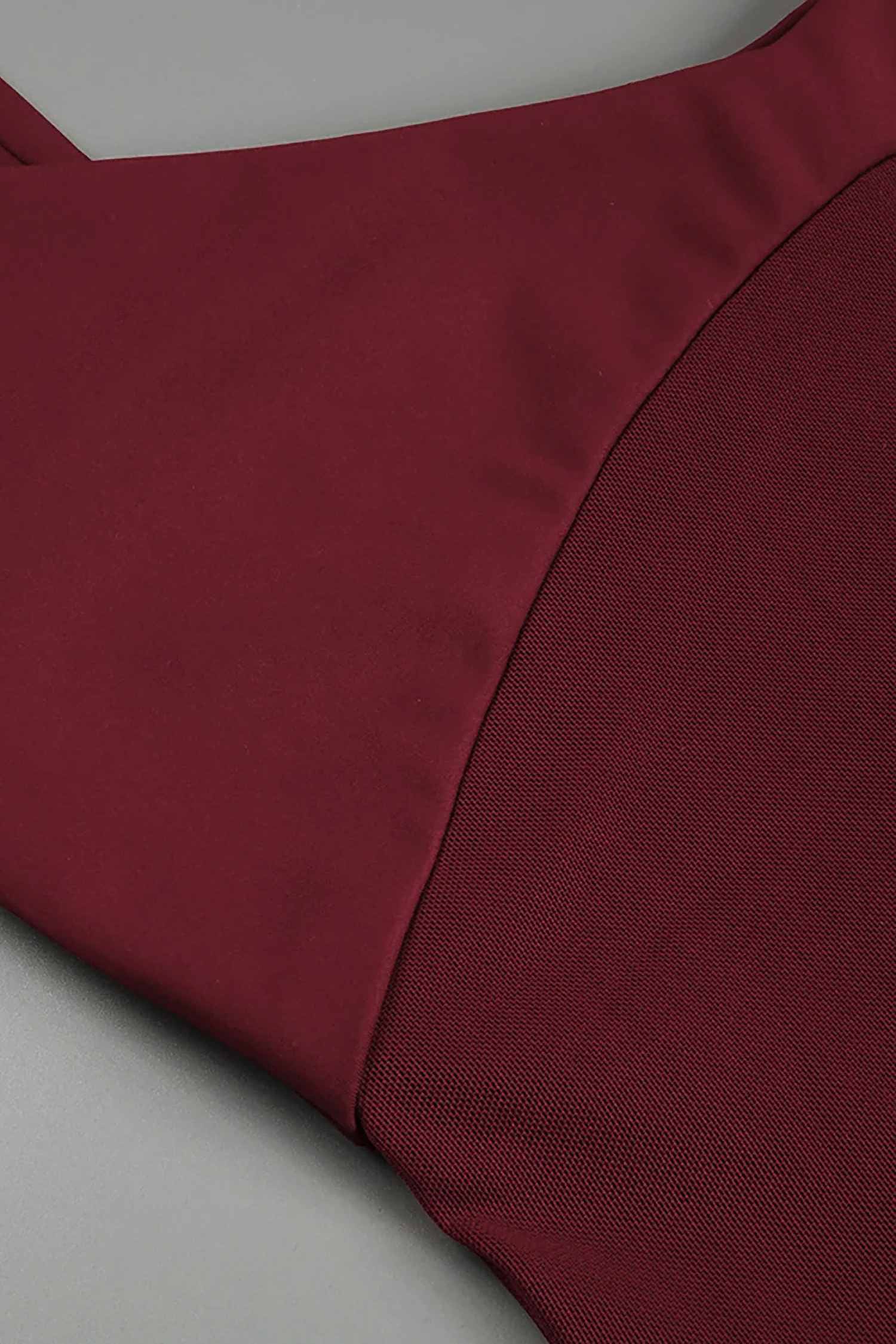 Burgundy Mesh Panel Sleeveless Maxi Dress Dress