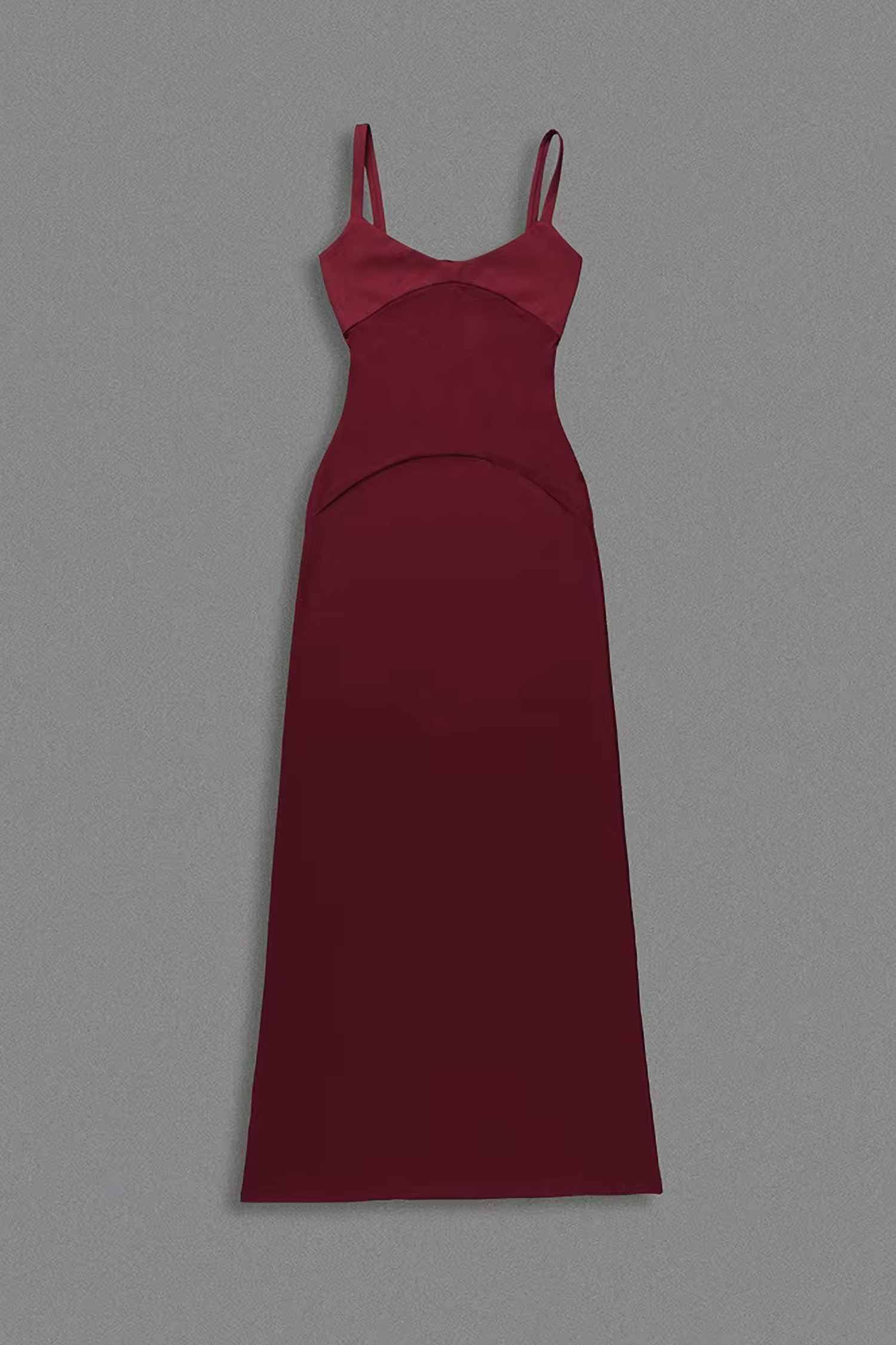 Burgundy Mesh Panel Sleeveless Maxi Dress Dress