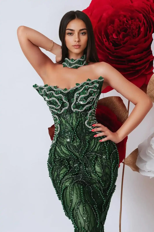 Emerald Green Strapless Mermaid Dress Dress
