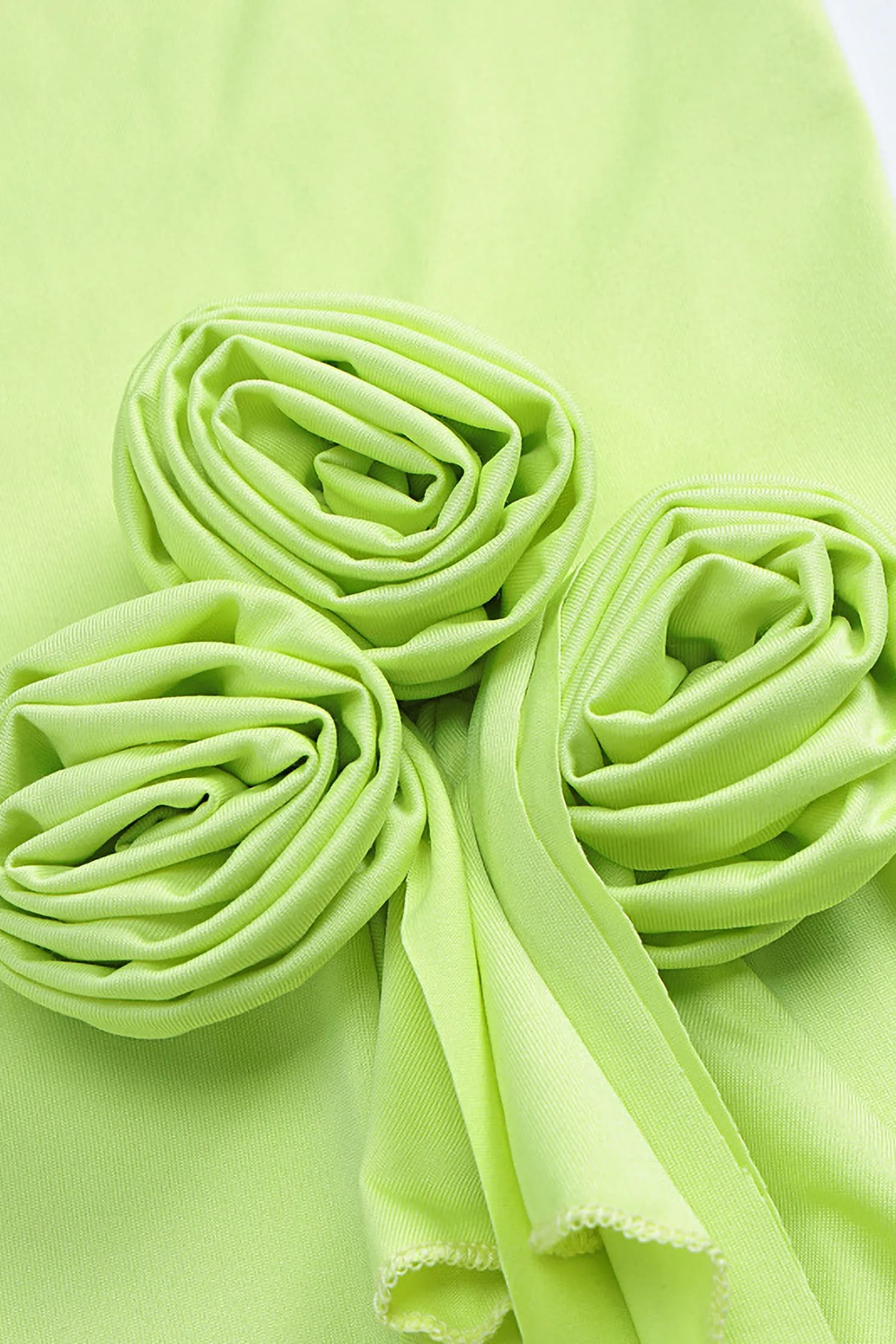 Green Ruffle Split Maxi Dress