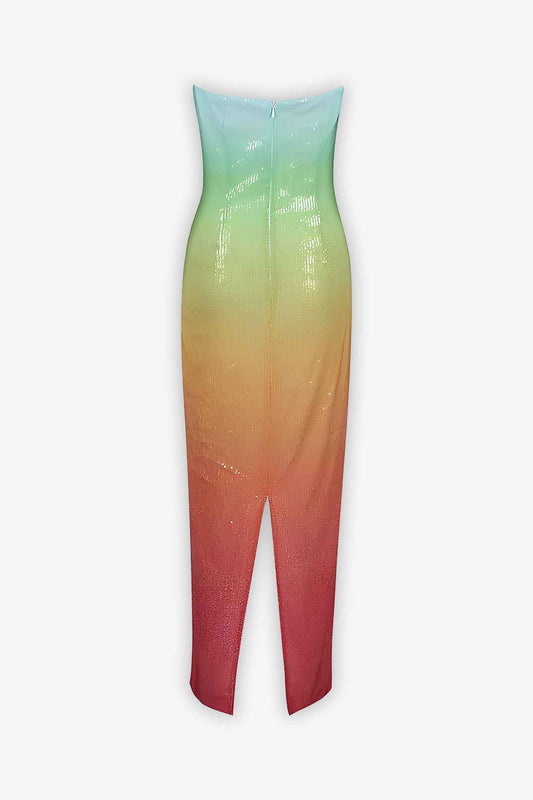 Ombre Strapless Sequined Midi Dress Dress