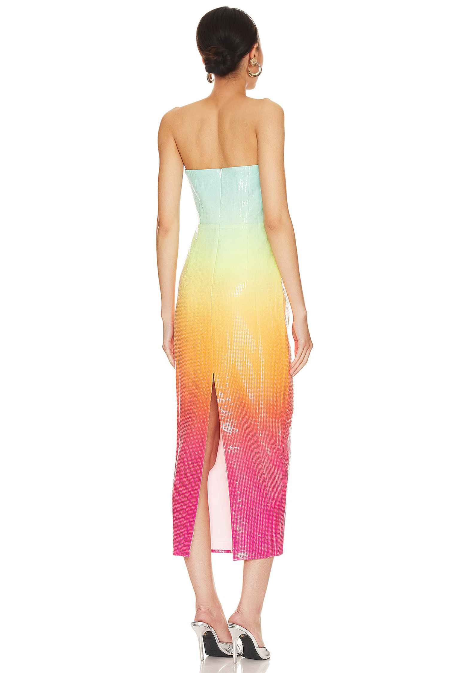 Ombre Strapless Sequined Midi Dress Dress