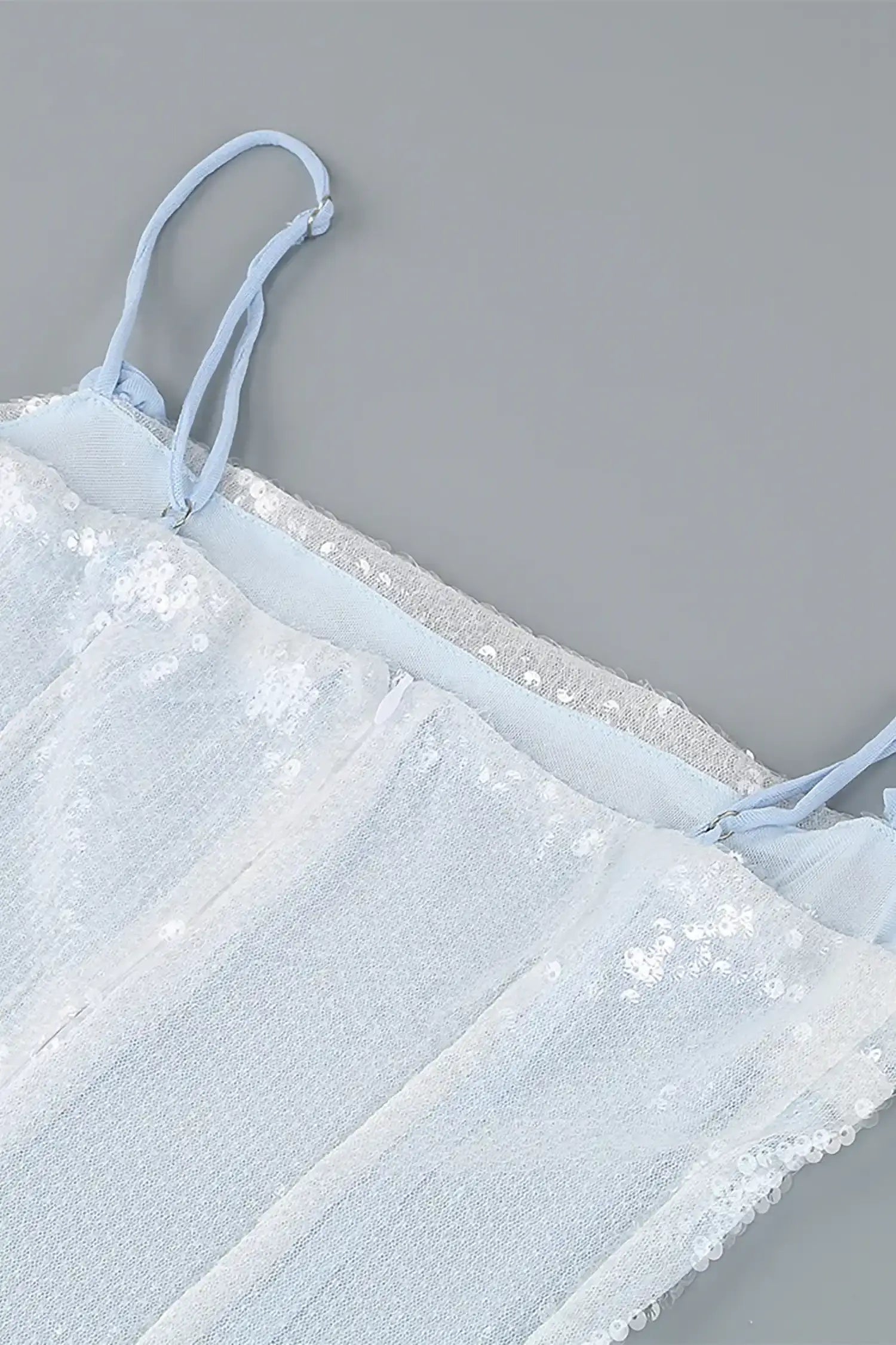 Pastel Blue Sequin Ruffle Split Maxi Dress Dress