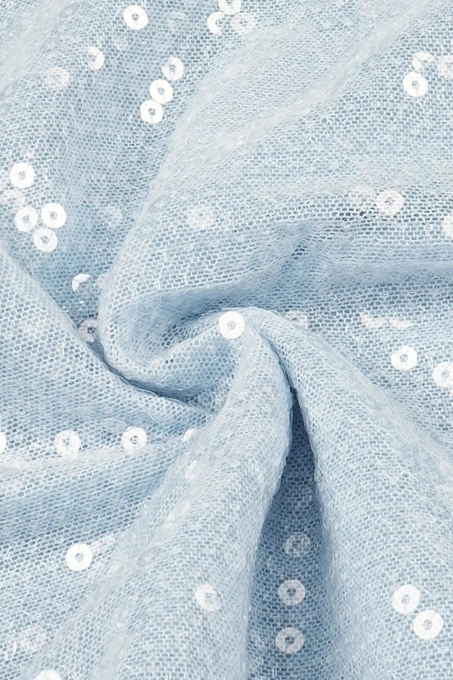 Pastel Blue Sequin Ruffle Split Maxi Dress Dress