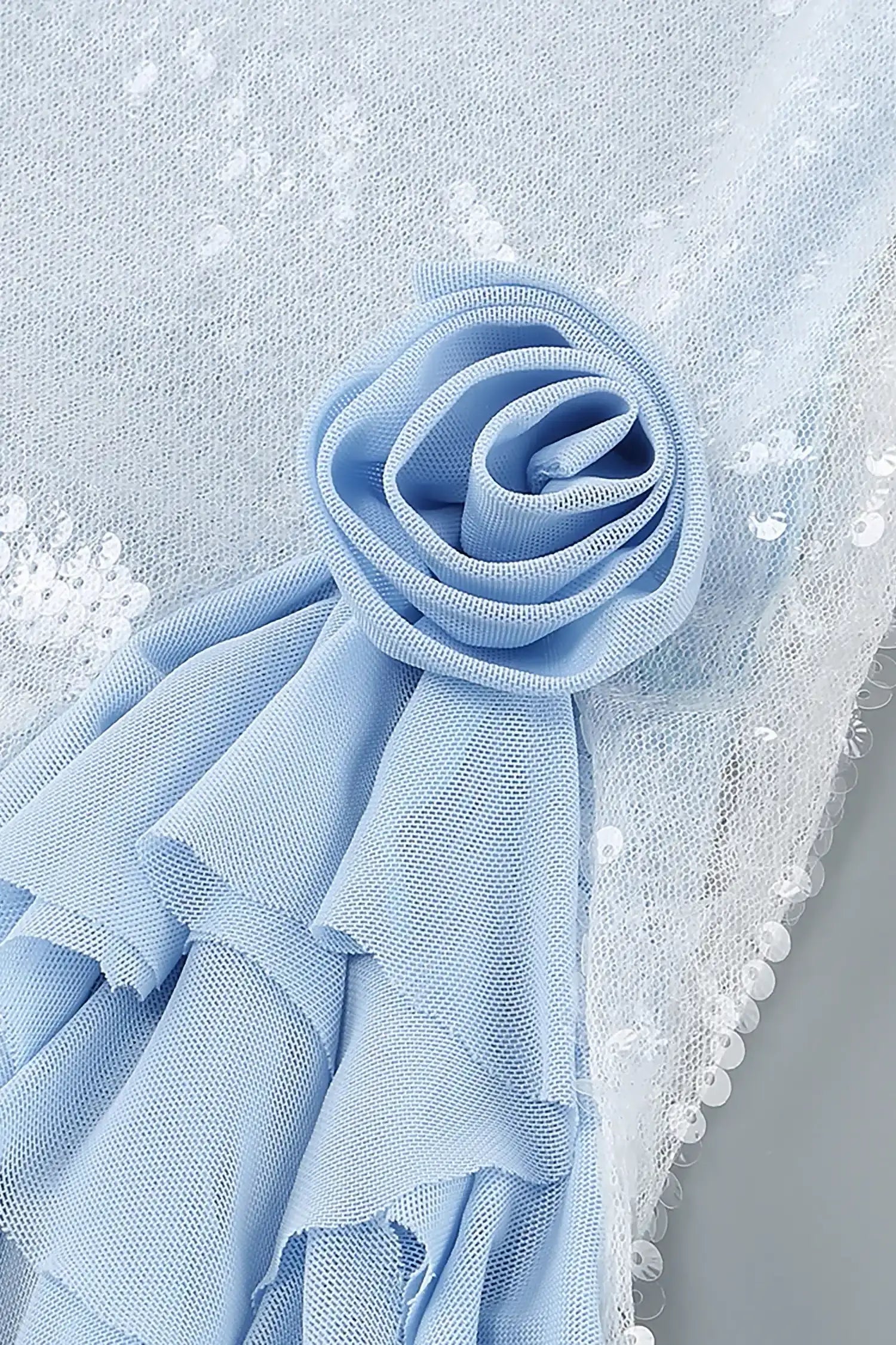 Pastel Blue Sequin Ruffle Split Maxi Dress Dress