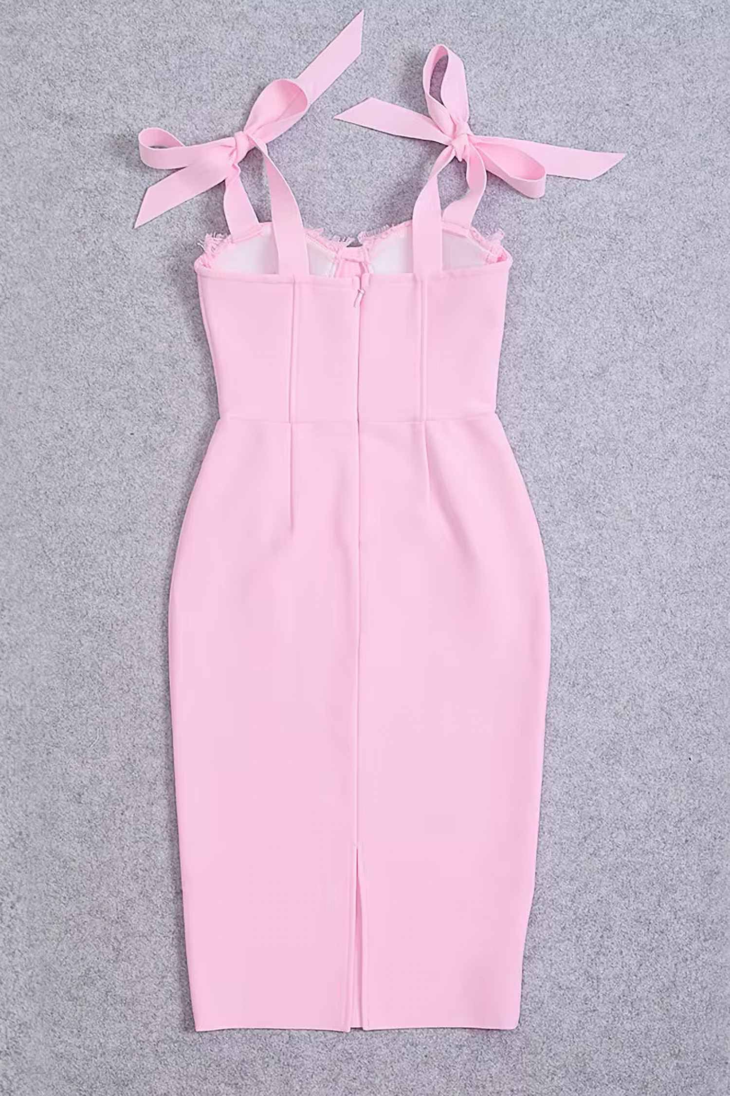 Pastel Pink Bodycon Bandage Midi Dress Dress