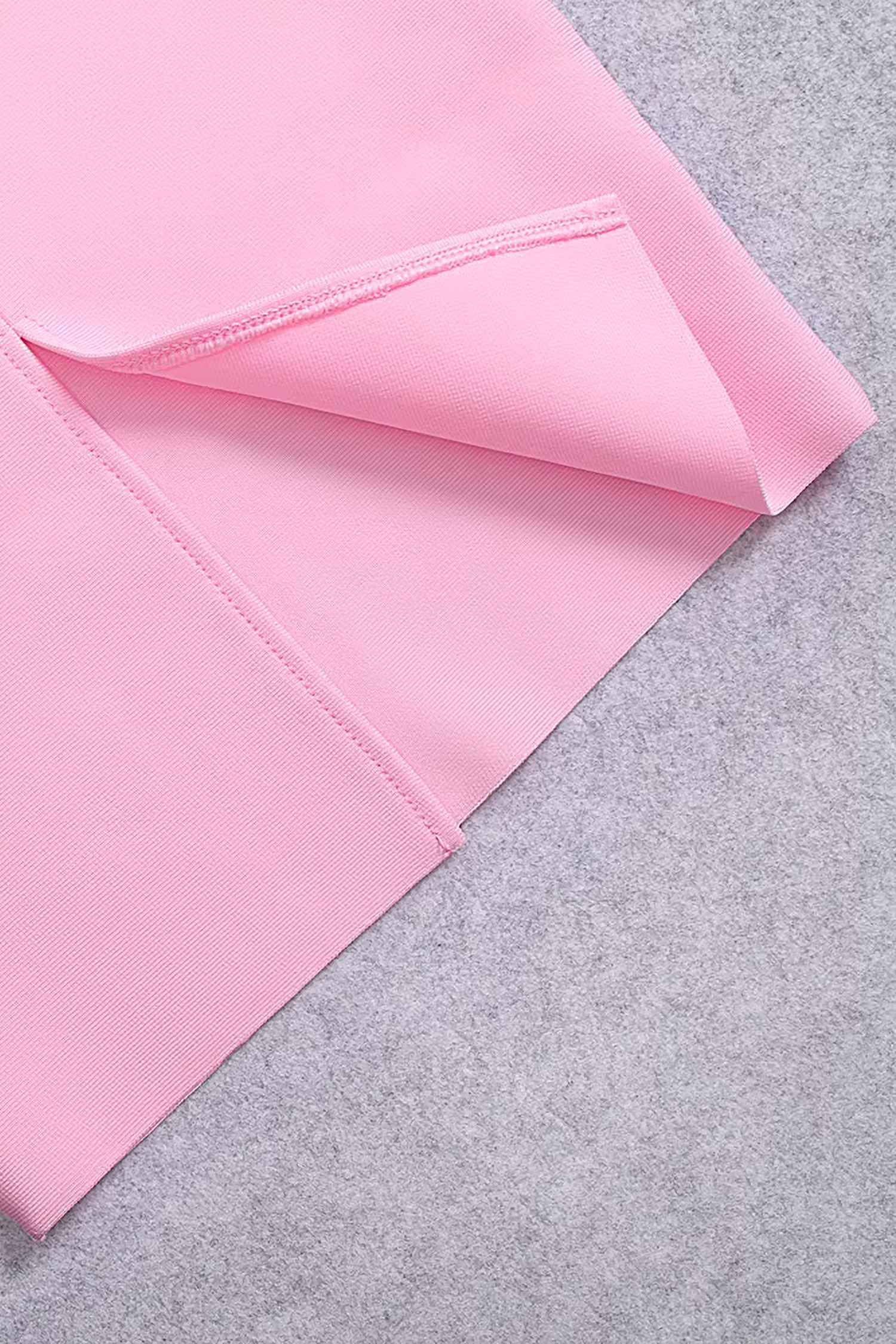 Pastel Pink Bodycon Bandage Midi Dress Dress