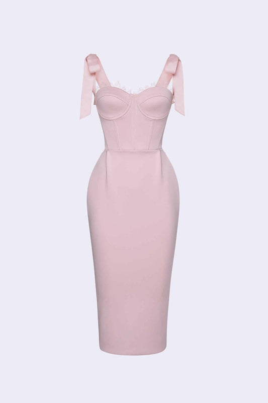 Pastel Pink Bodycon Bandage Midi Dress Dress