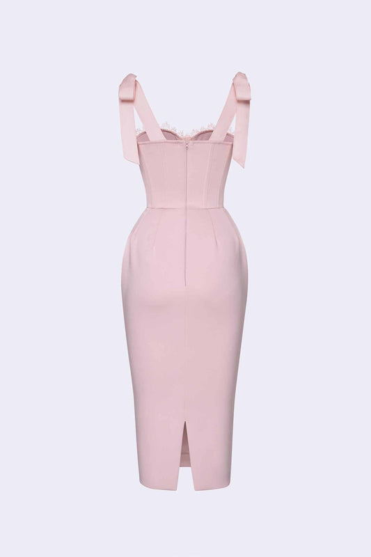 Pastel Pink Bodycon Bandage Midi Dress Dress