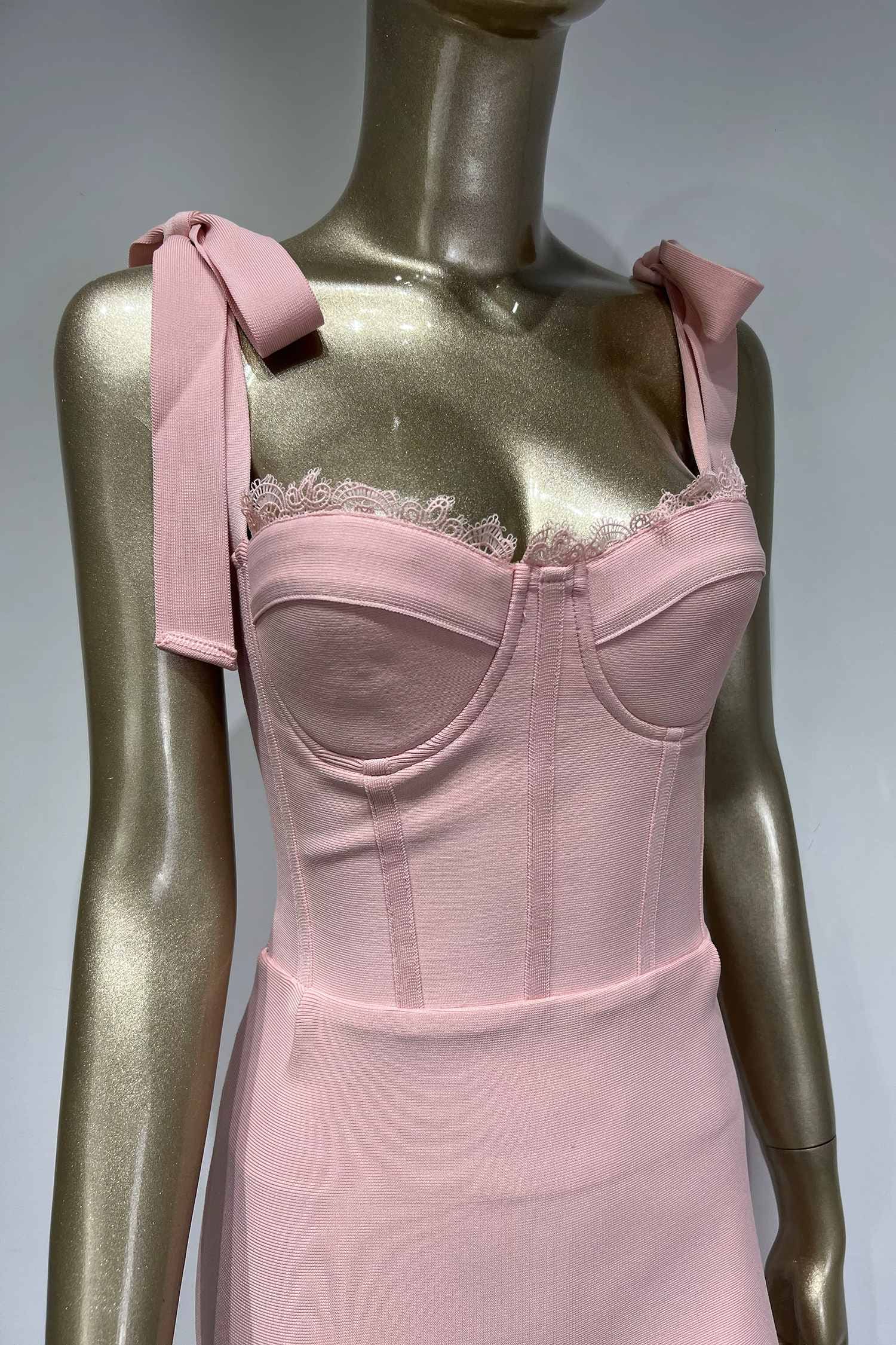 Pastel Pink Bodycon Bandage Midi Dress Dress