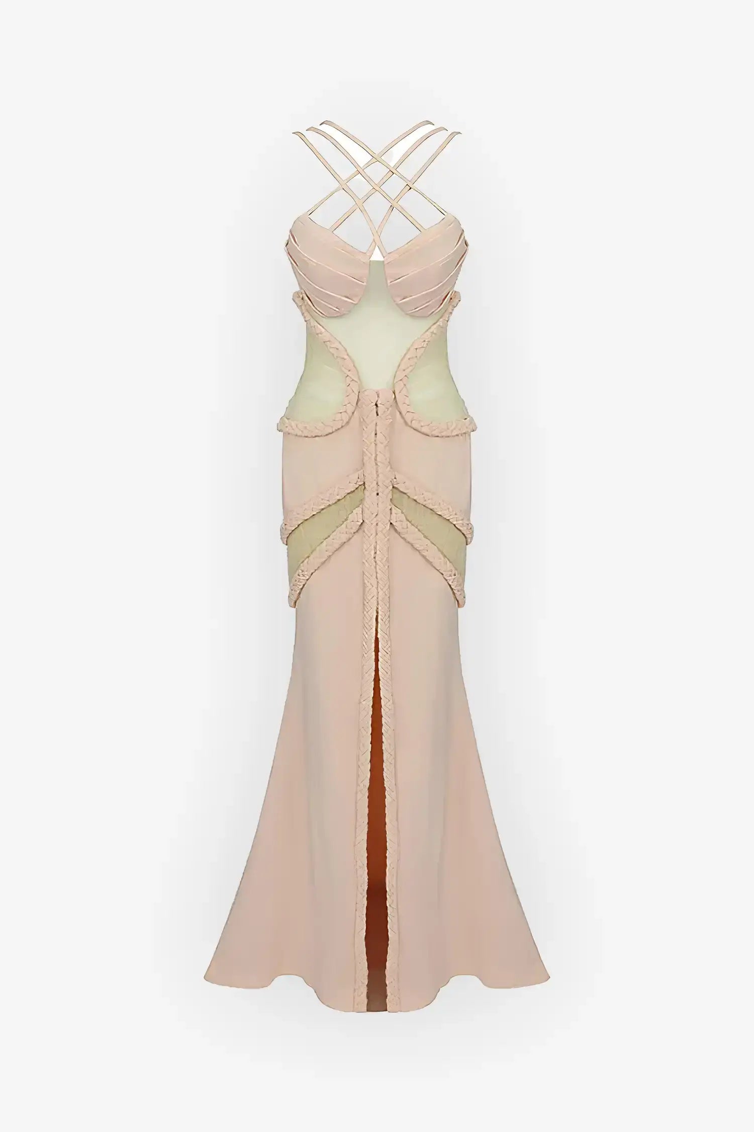 Pink Cut Out Crisscross Strap Maxi Mermaid Dress Dress