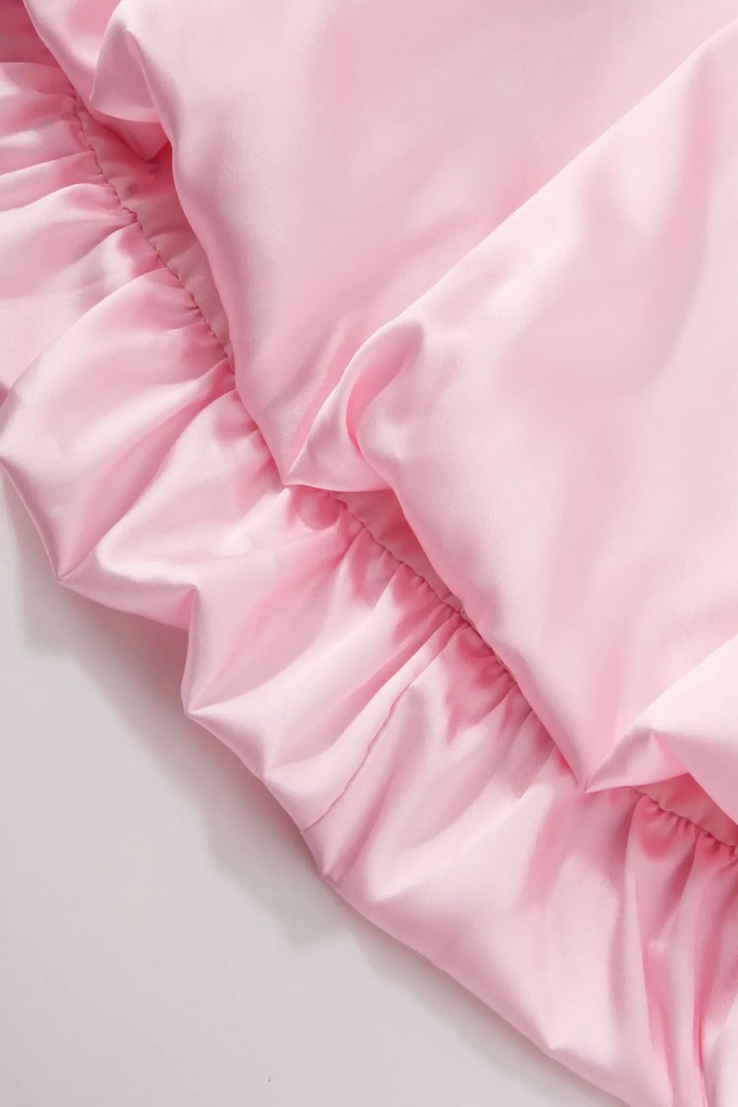 Pink Satin Strapless Bubble Mini Dress