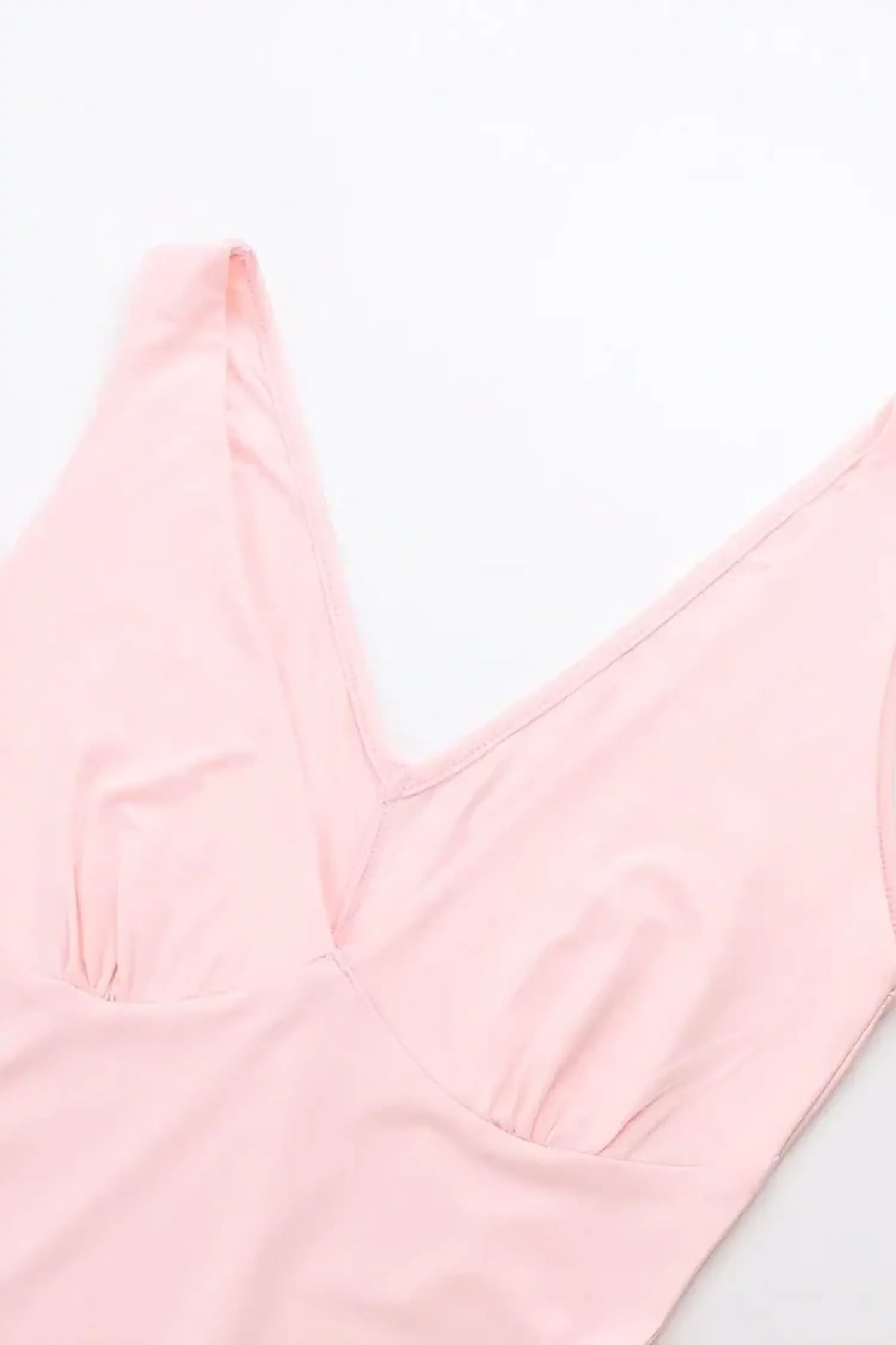 Pink V-Neck Slit Maxi Dress