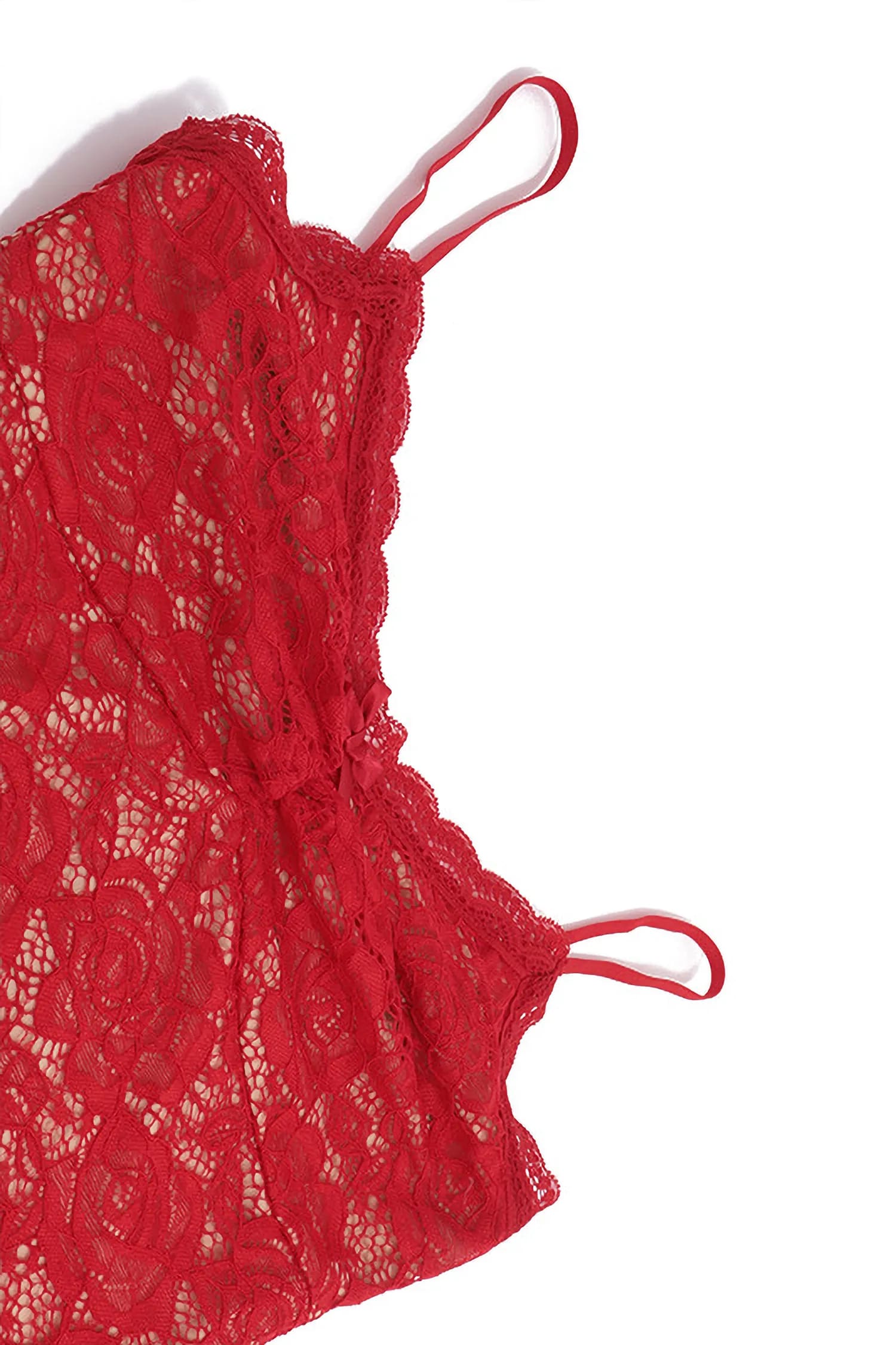 Red Floral Lace Maxi Dress