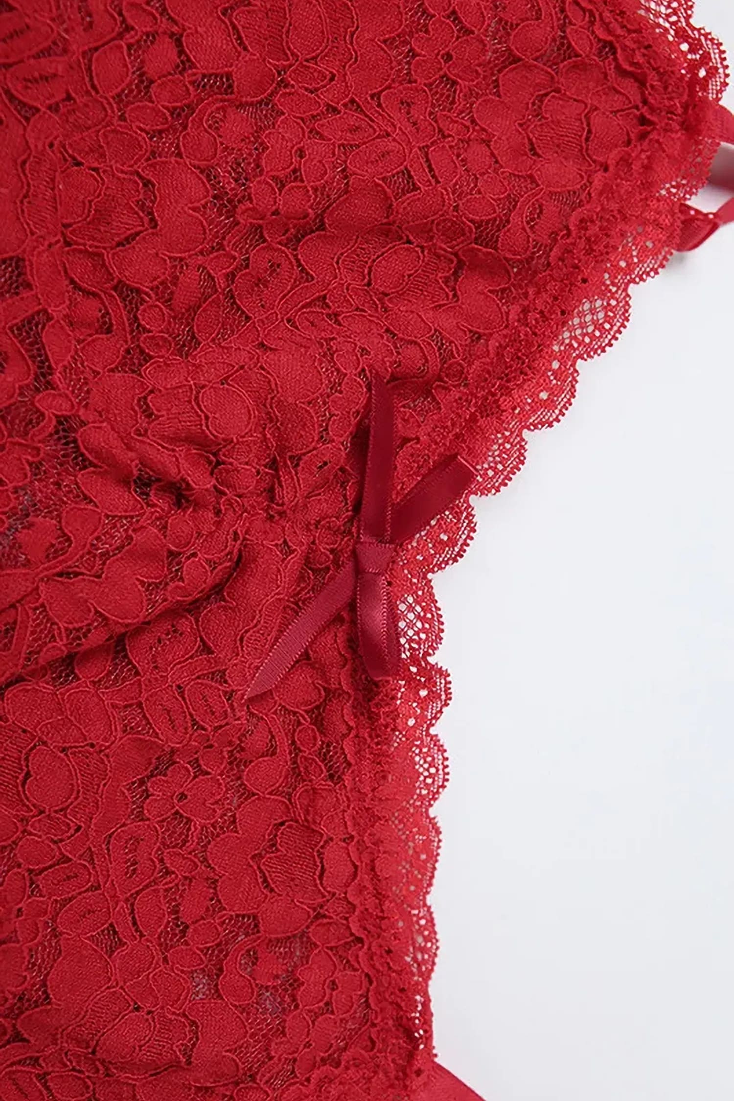 Red Floral Lace Maxi Dress