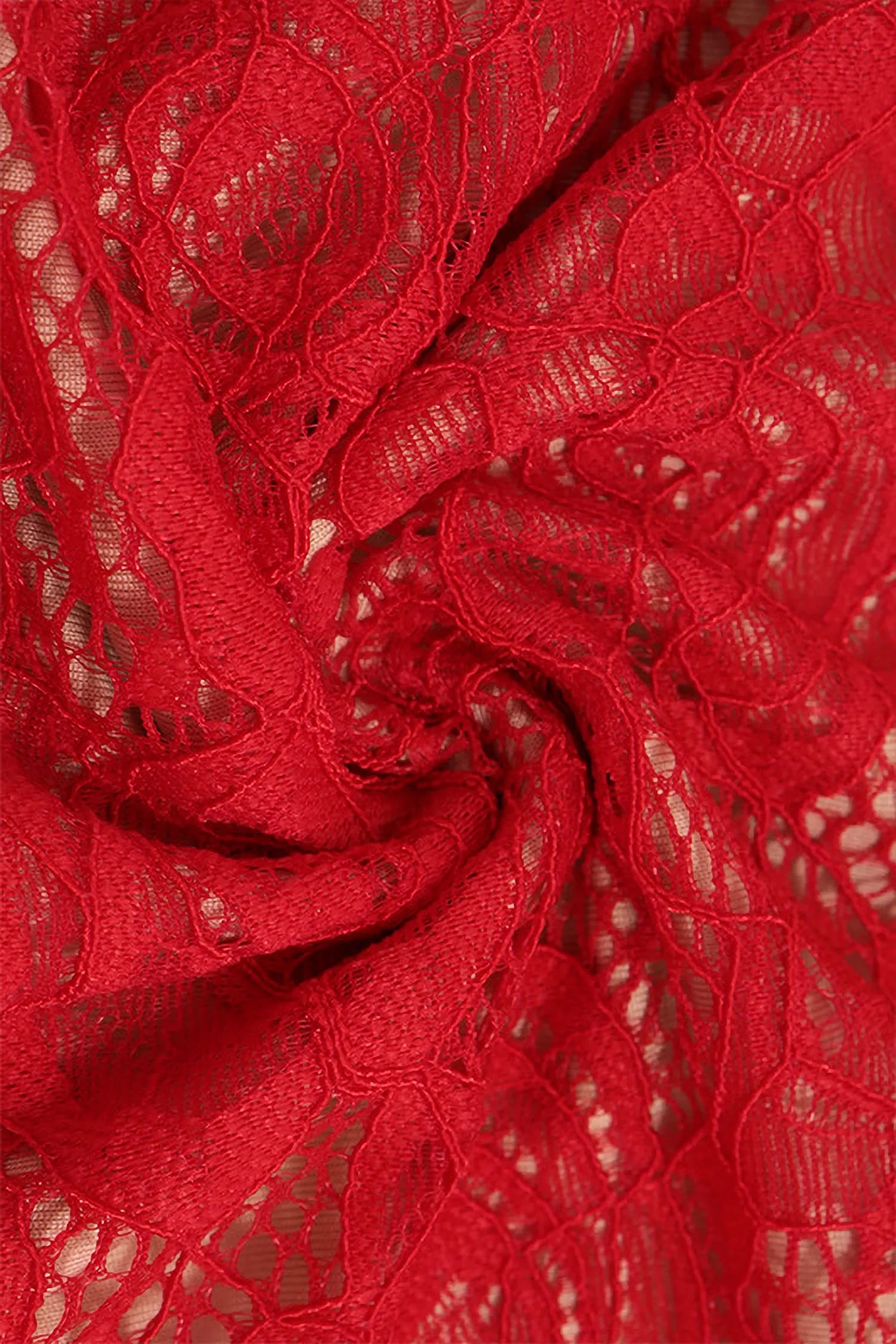 Red Floral Lace Maxi Dress